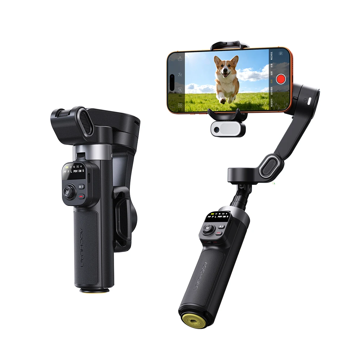 NEUER AOCHUAN Smart X3 3-Achsen-Gimbal-Stabilisator mit abnehmbarer Fernbedienung, integriertem 51 cm Verlängerungsstab und KI-Tracking für Videoaufnahmen Image