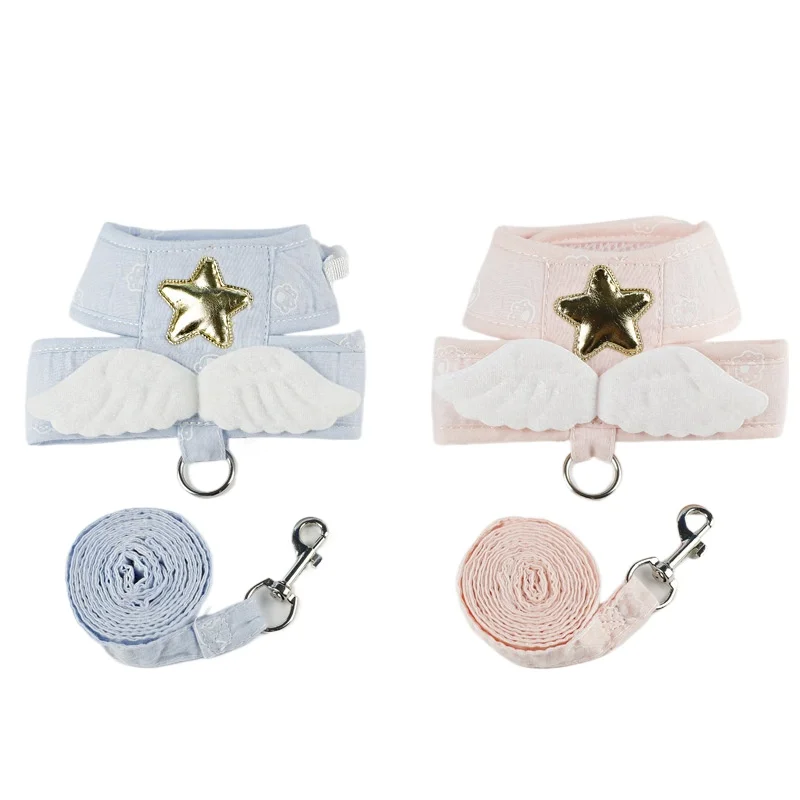 Neue Katzen- und Hundegeschirr-Halskette, Haustierartikel, Zubehör, Kawaii-Engelsflügelweste, Leinenhalsband für Welpen und Kätzchen, personalisierbar Image