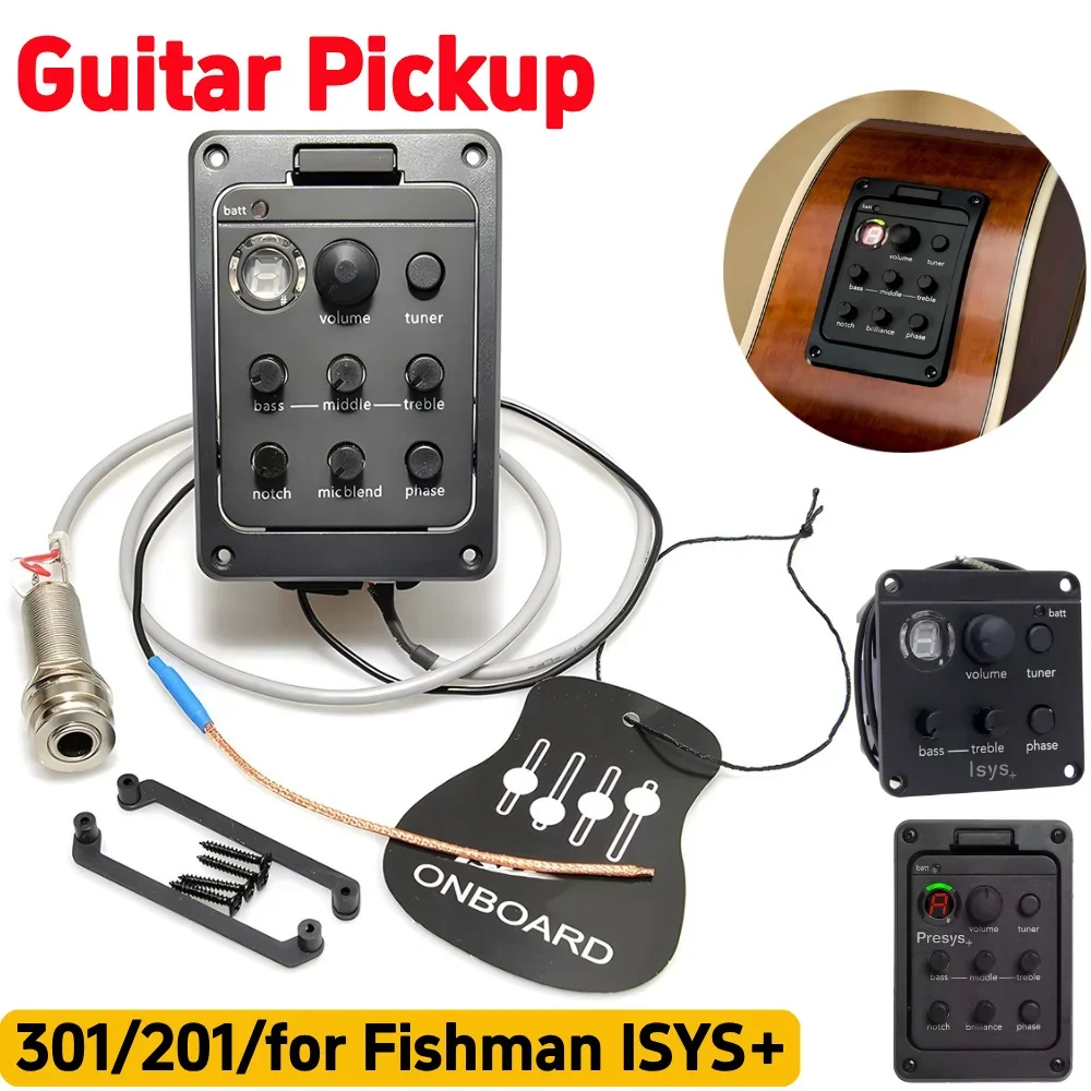 Kunststoff 301 Gitarren-Tonabnehmer mit Stimmgerät Presys Gitarren-Vorverstärker EQ Equalizer Piezo-Tonabnehmer Gitarren-Schallloch EQ Teile Zubehör