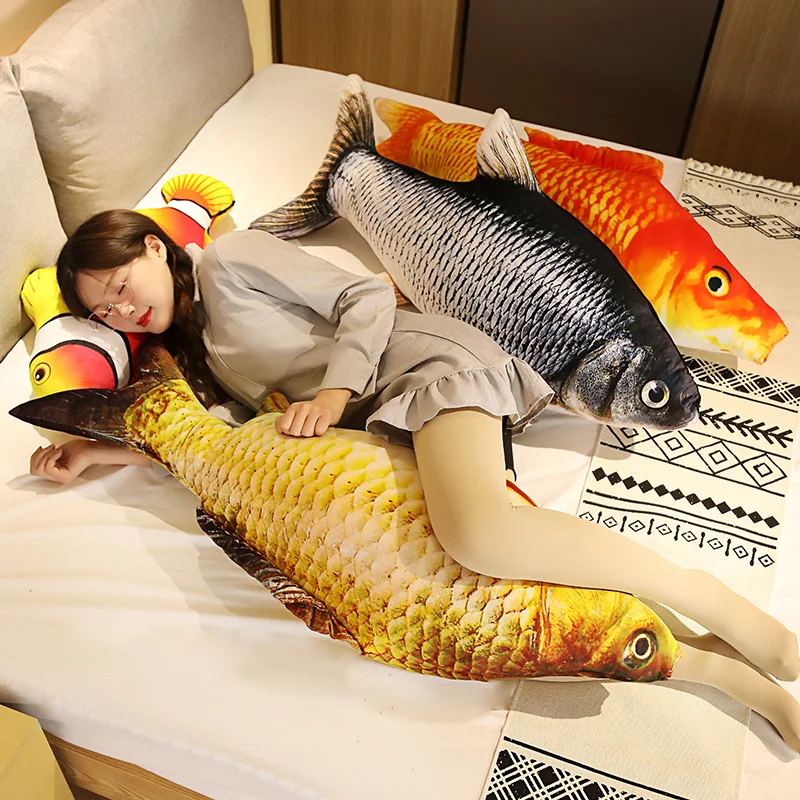 1 pz 30-120 cm 3D Simulazione Pesce D'oro Giocattoli di Peluche Farcito Morbido Animale Carpa Peluche Cuscino Creativo Divano Cuscino Cuscino regalo Giocattolo Per Bambini