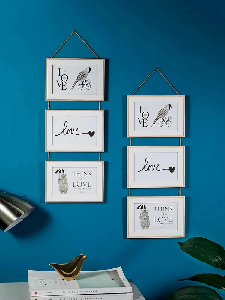 7 Inch Dekoration Foto Halter Wand-Montiert Holz Foto Rahmen Kreative Triple Multi Foto Rahmen Home Dekoration Bilderrahmen Image