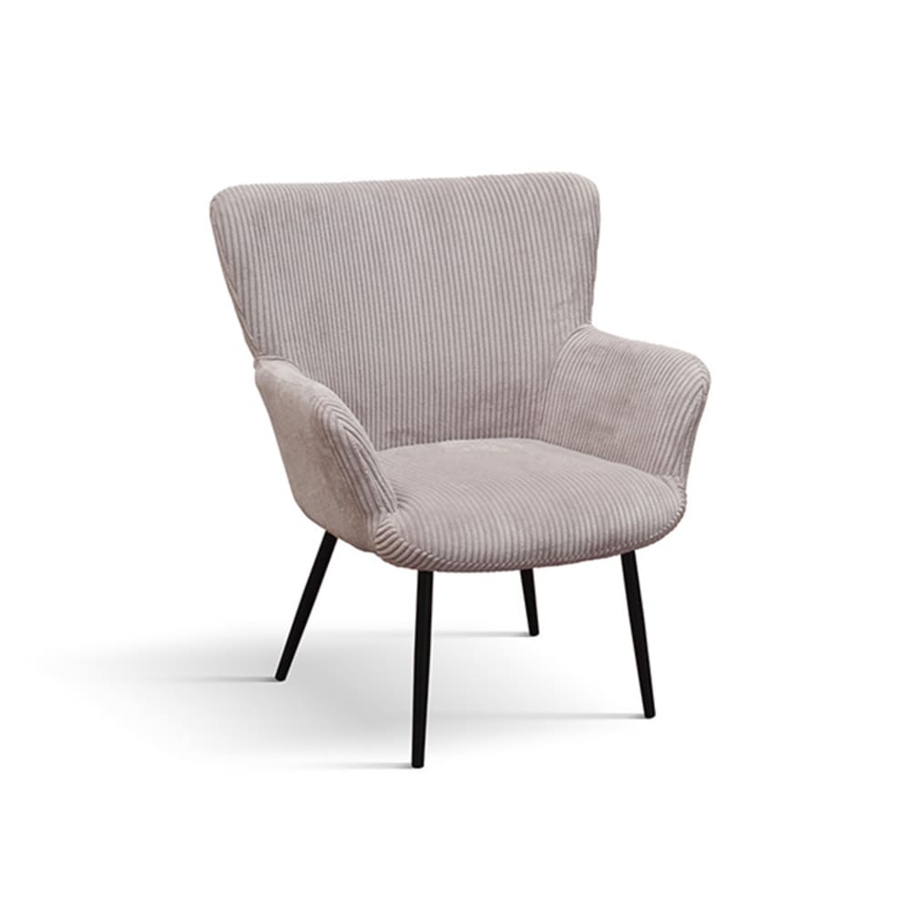 Fauteuil en tissu effet velours rose et pieds en métal anthracite