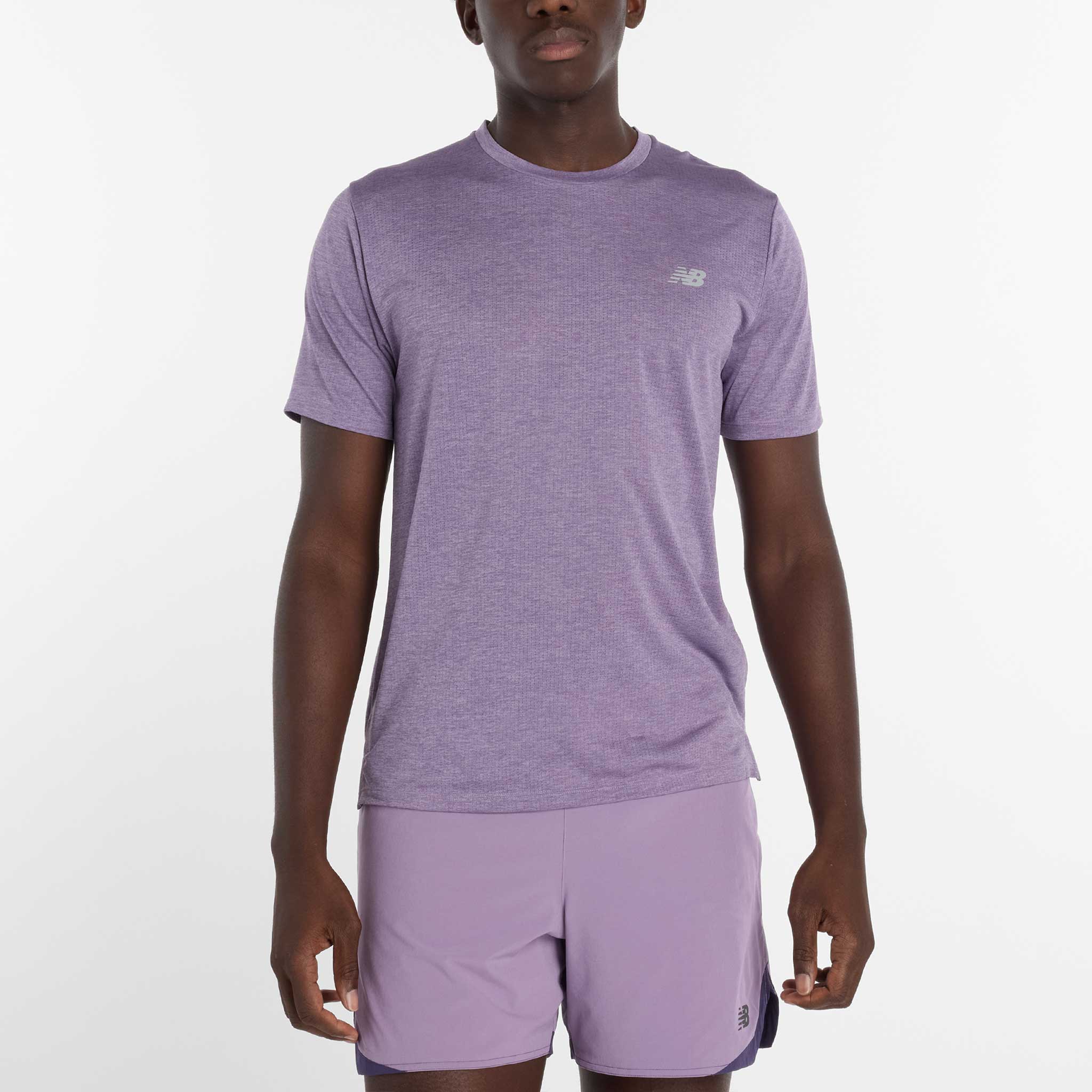 New Balance Athletics T-Shirt Men's Running Apparel Candied Violet Heather