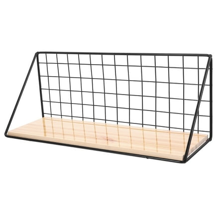 Masteelf Black Metal Wall Shelf for Storage with Strong Adhesion and Two Mounting Hooks Small Compact Design Fits in Corners 1Pc