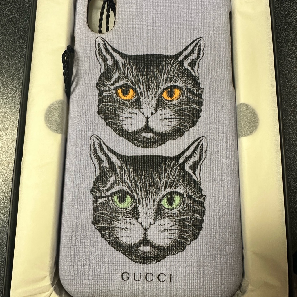Gucci Cell Phones & Accessories | Gucci Cat Design Phone Case - Orange And Green Eyes | Color: Black/Purple | Size: Os