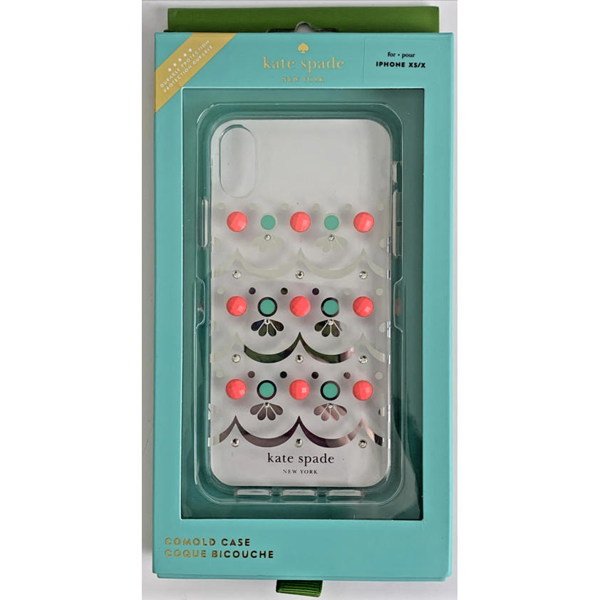 Kate Spade Cell Phones & Accessories | Kate Spade New York Clear Multi Colored Embellished Cell Phone Case Iphone Xs/X | Color: Blue/Pink | Size: One Size