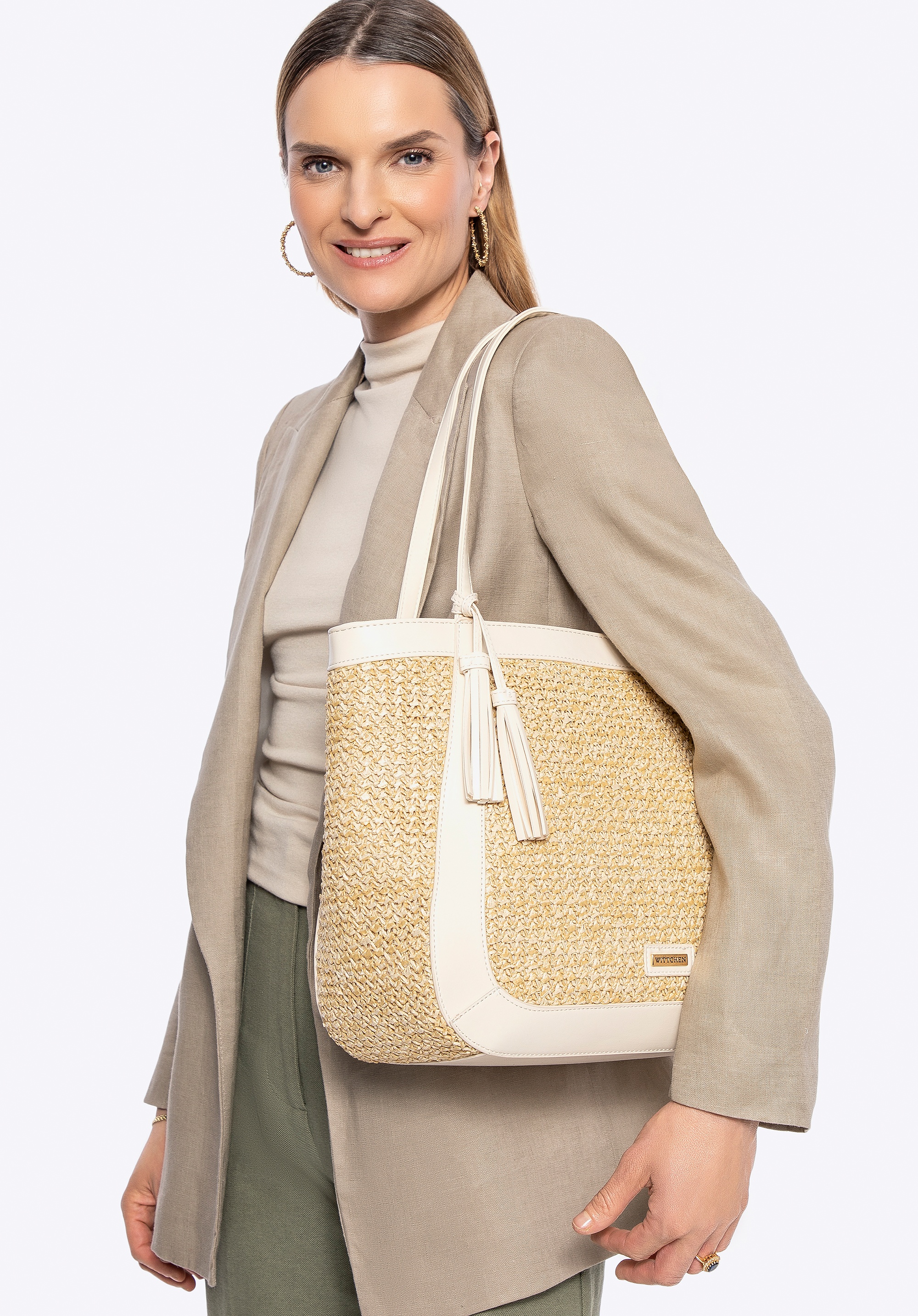 Wittchen Damen-Einkaufstasche aus Öko-Leder und Flechtwerk Image