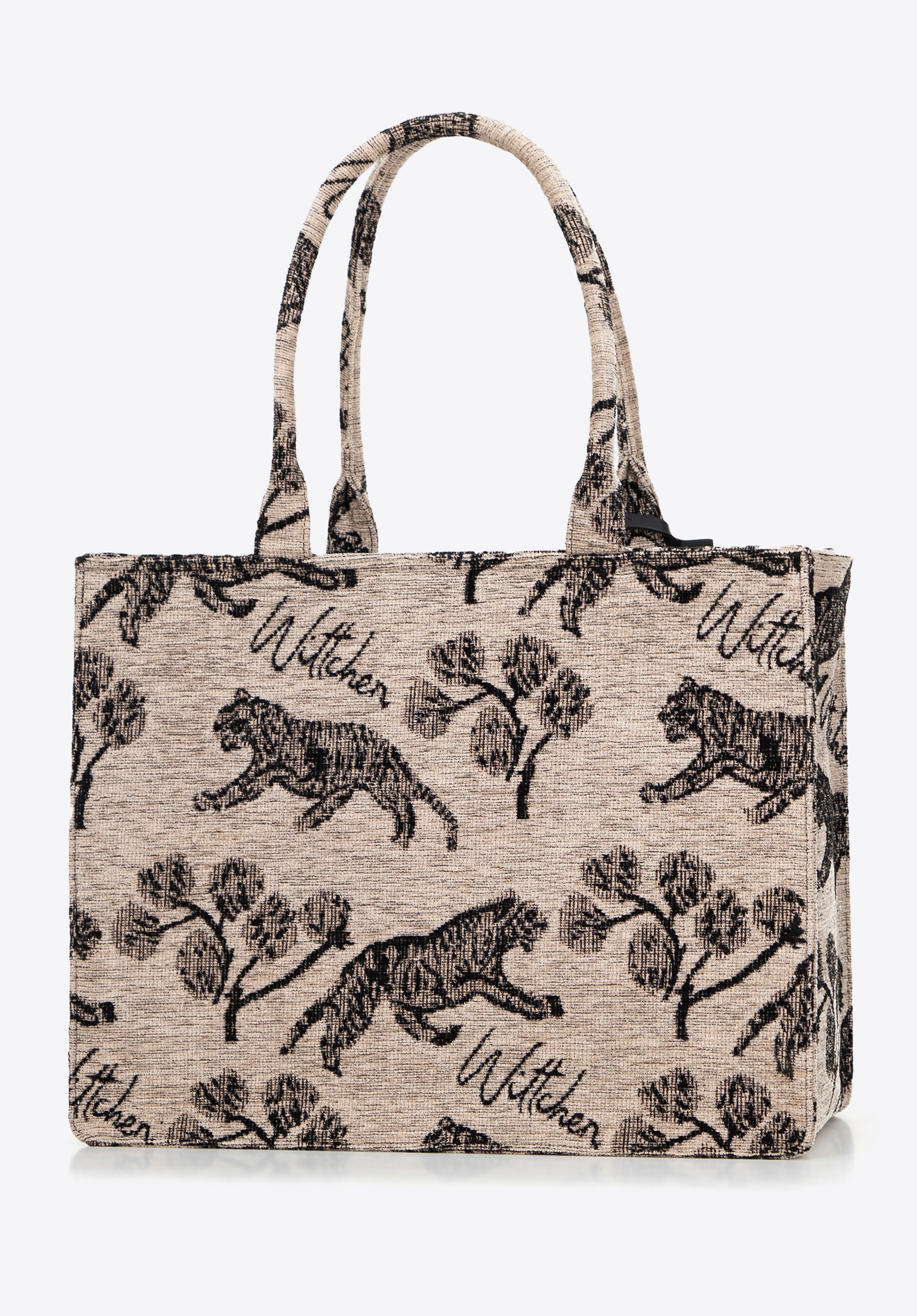 Wittchen Damen-Einkaufstasche mit Jacquardmuster, braun-schwarz, Baumwolle Image