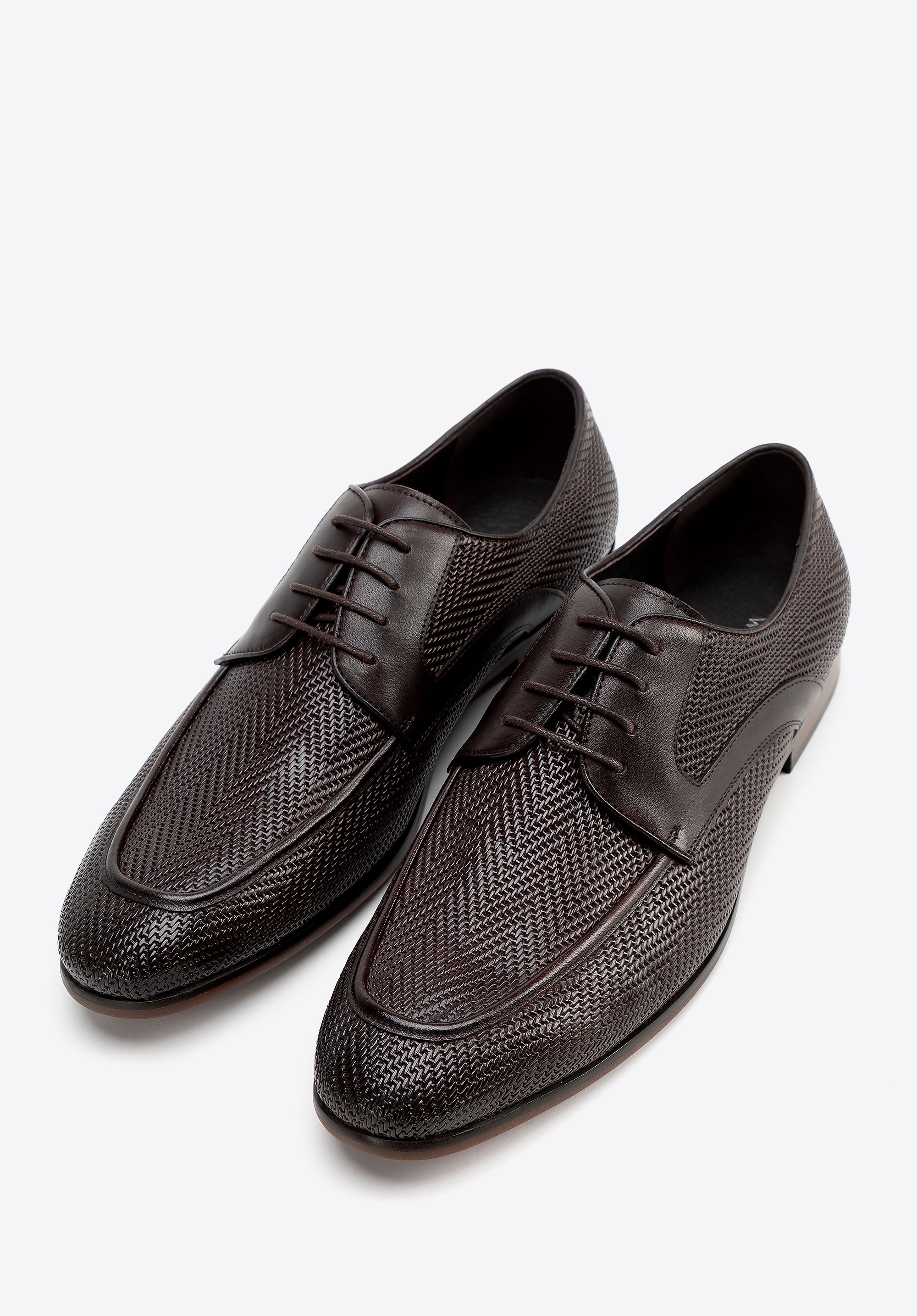 Wittchen Herren-Derbyschuhe aus echtem Leder mit Flechtmuster, dunkelbraun