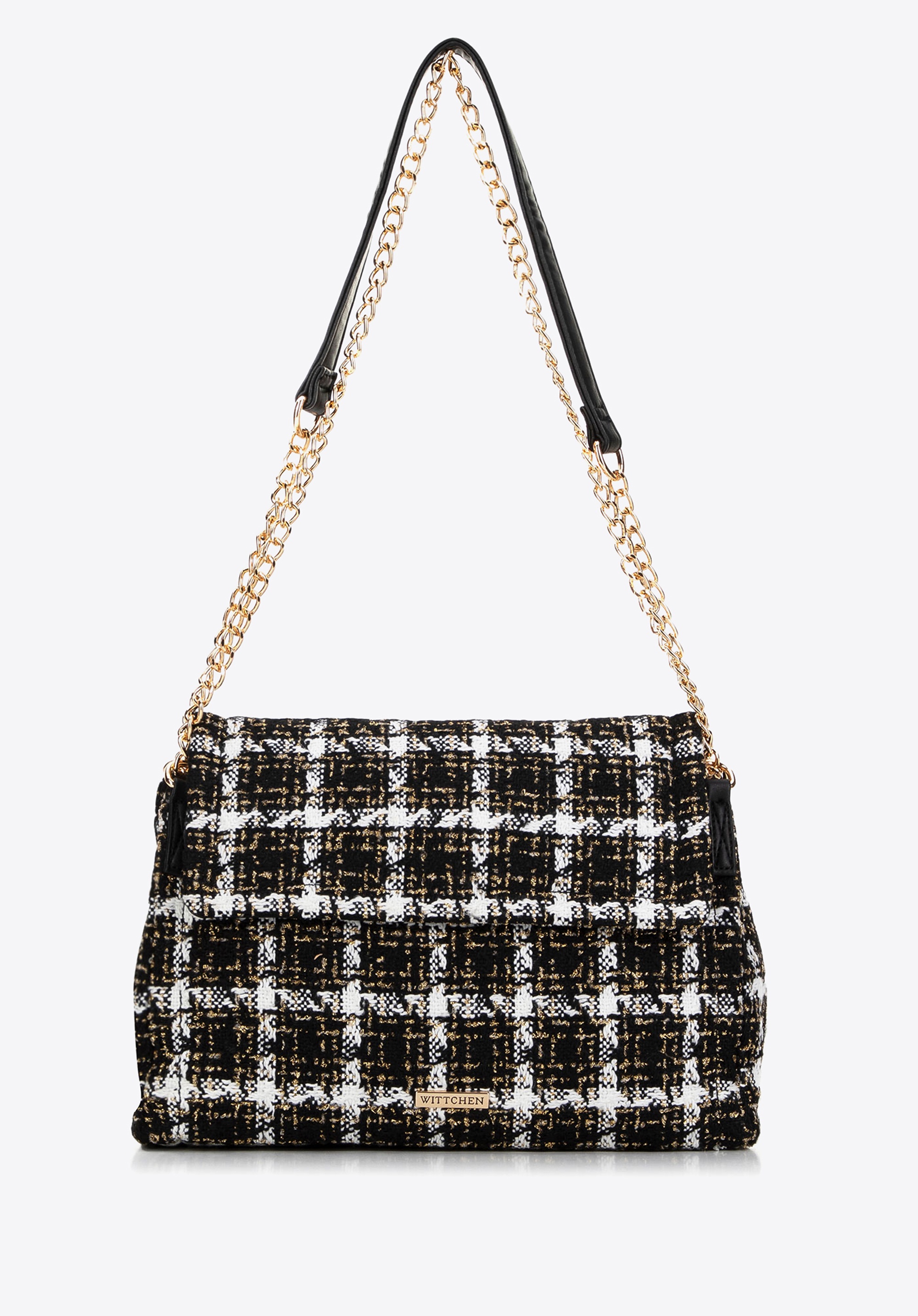 Wittchen Damen Bouclé Messenger Bag aus schwarzem und weißem Polyester Image