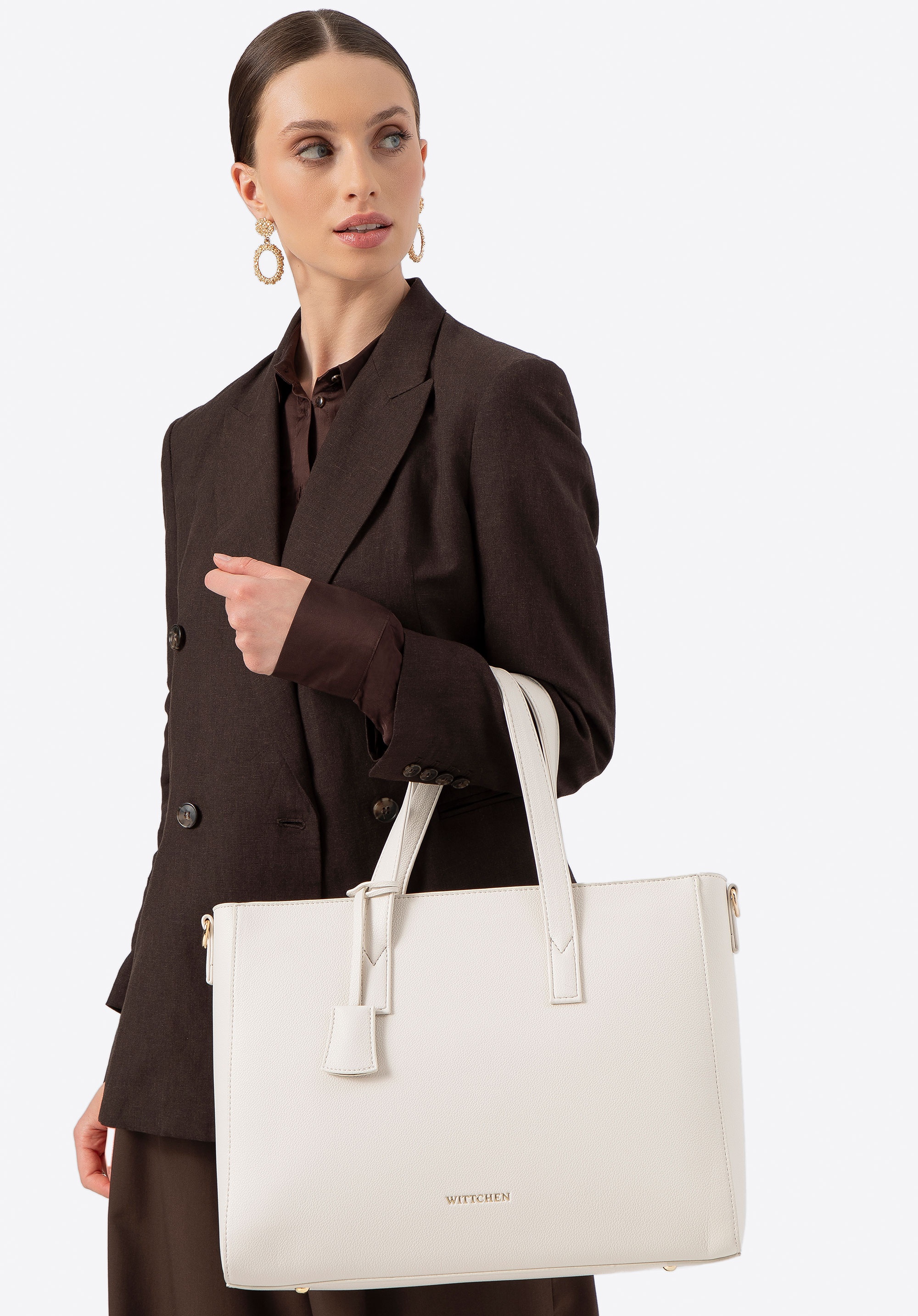 Wittchen Damen-Laptoptasche, 16 Zoll, Kunstleder, Creme, Öko-Leder Image