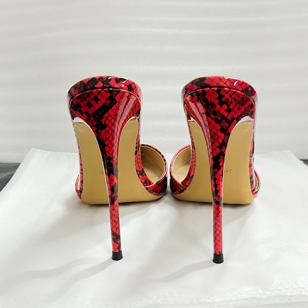 Plus Größe 46, Sexy Roter Leopard High Heels Hausschuhe Frauen Spitz Slingback Stiletto Pumps Elegante Dame Sommer Sandalen Schuhe