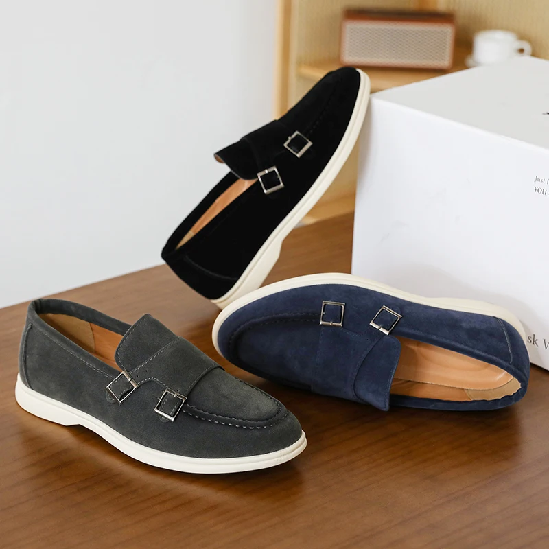 Größe 38-48 Neue modische Männer vulkanisierte Schuhe Männer Casual bequeme Business Wildleder weiße Sohlen Loafers amerikanische soziale Schuhe