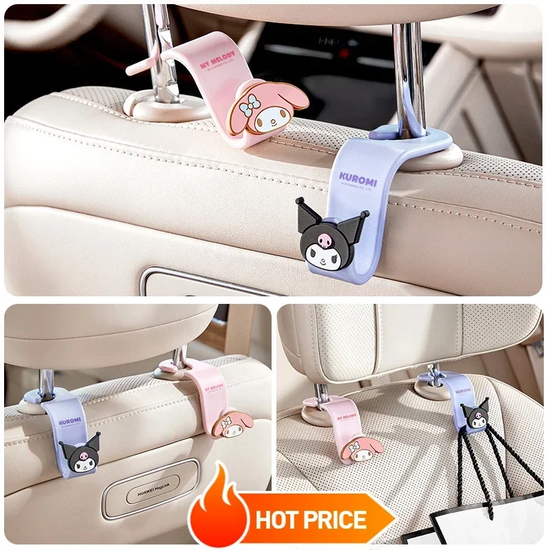 Sanrio Hello Kitty Kuromi crochet de voiture dessin animé siège de voiture crochet porteur voiture chaise arrière crochet voiture intérieur accessoires pièces automobiles