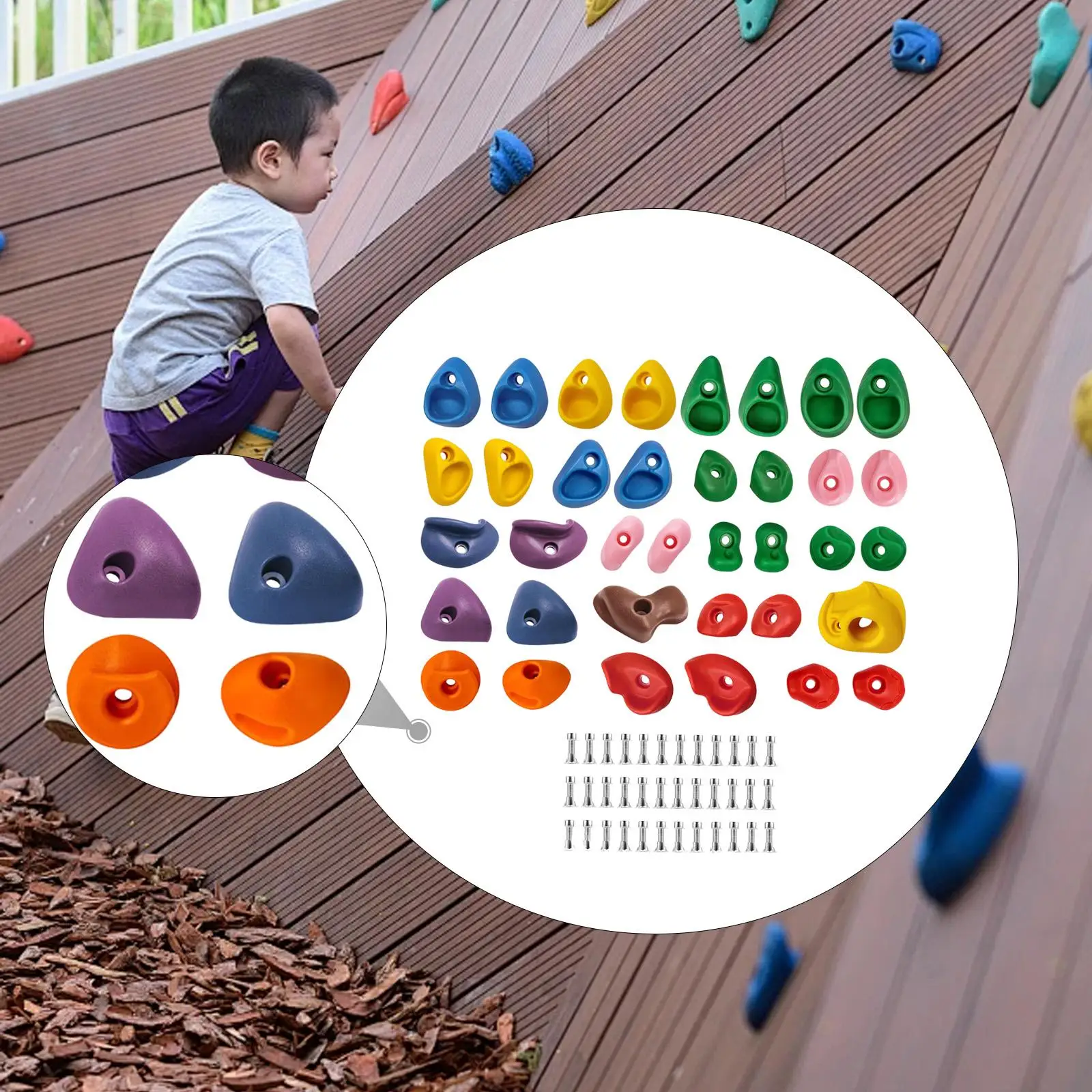 36 Stück Kletterwand hält Klettergriffe, einfach zu installieren, robuste Unterstützung in mehreren Größen für Fitnessstudio, Outdoor-Zubehör Image