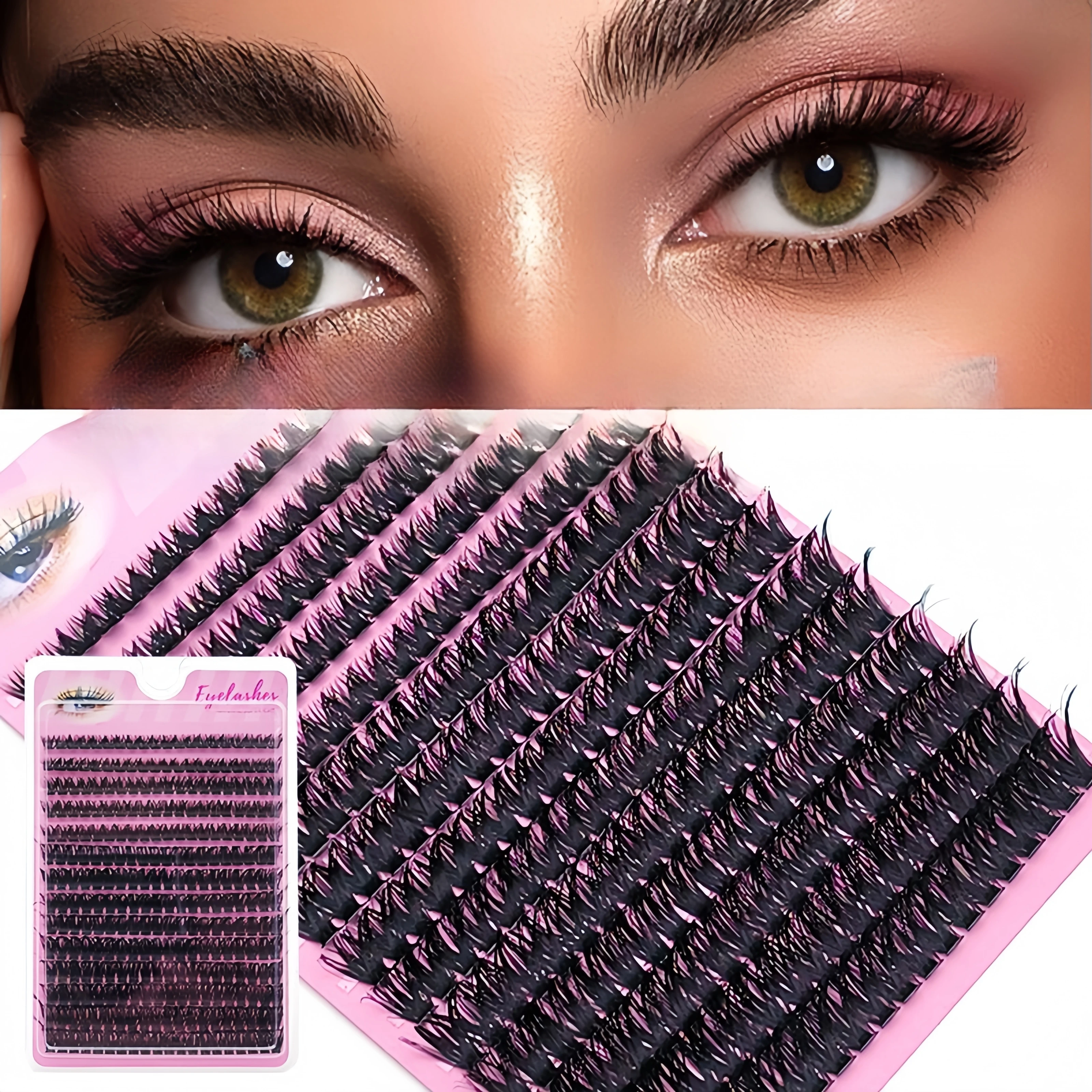 40D D Curling Cluster-Wimpernverlängerungen, 280 Cluster, einzelne Cluster, flauschige, weiche und leichte DIY-segmentierte Wimpern zu Hause Image