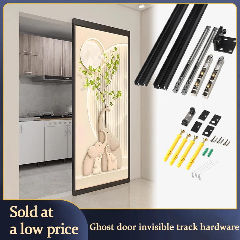 Geistertür-Hardware-Zubehör, spurloser Schiebetür, unsichtbare Schiene, Holztür, Glastür, verstecktes Schlafzimmer aus Aluminiumlegierung