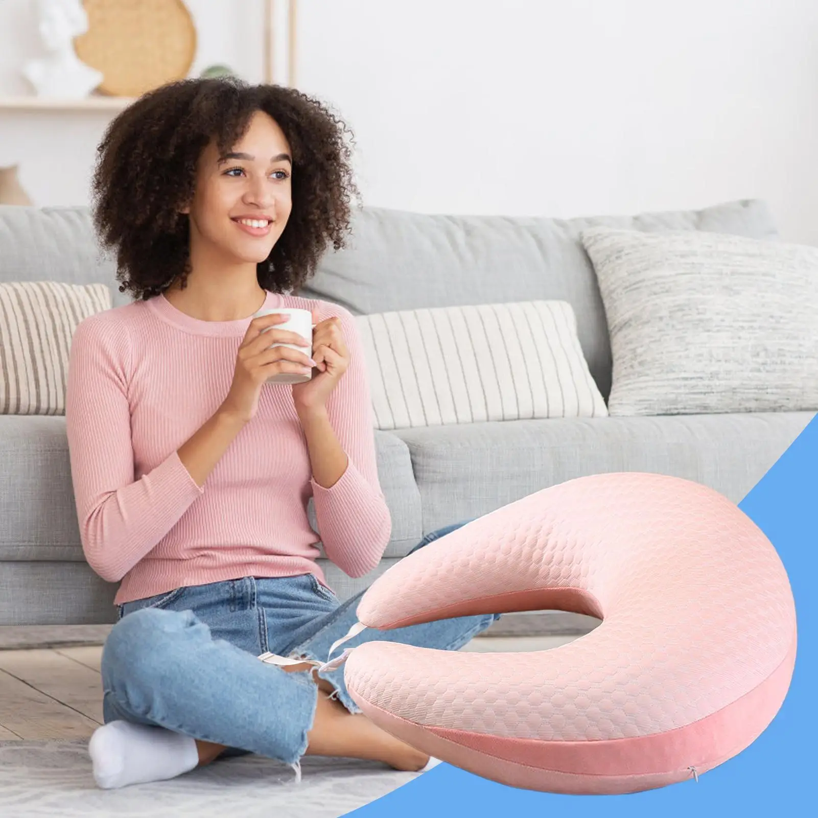 Lesekissen für Schoßarmkissen für Erwachsene, ergonomisches Stützpolster mit abnehmbarem Bezug für Auto, Reisen, Couch, Büro, Liegestuhl Image