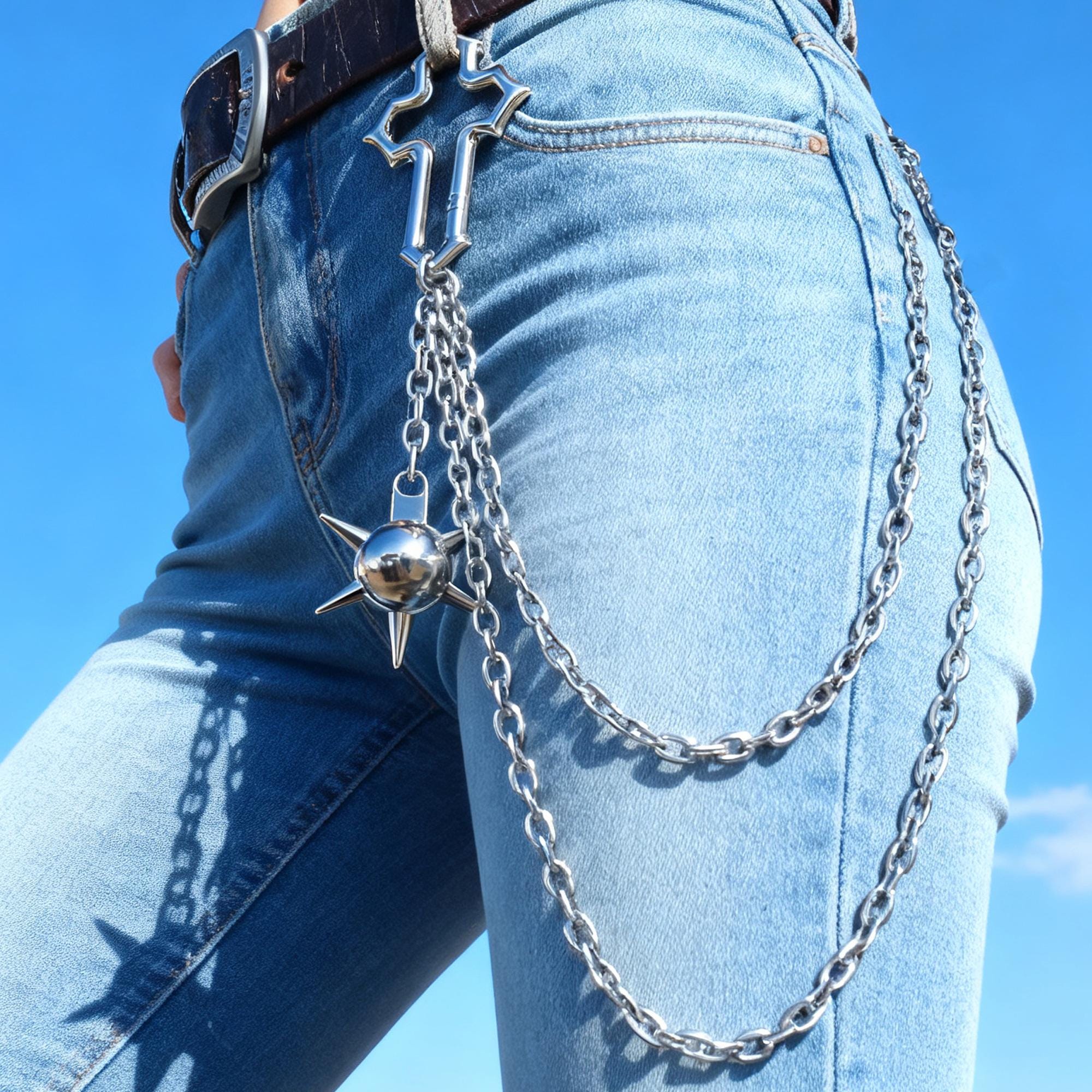 Ciondoli a catena per pantaloni gotici Flail, catena per pantaloni a croce, catena per portafoglio, catene per pantaloni gotici, catena per pantaloni