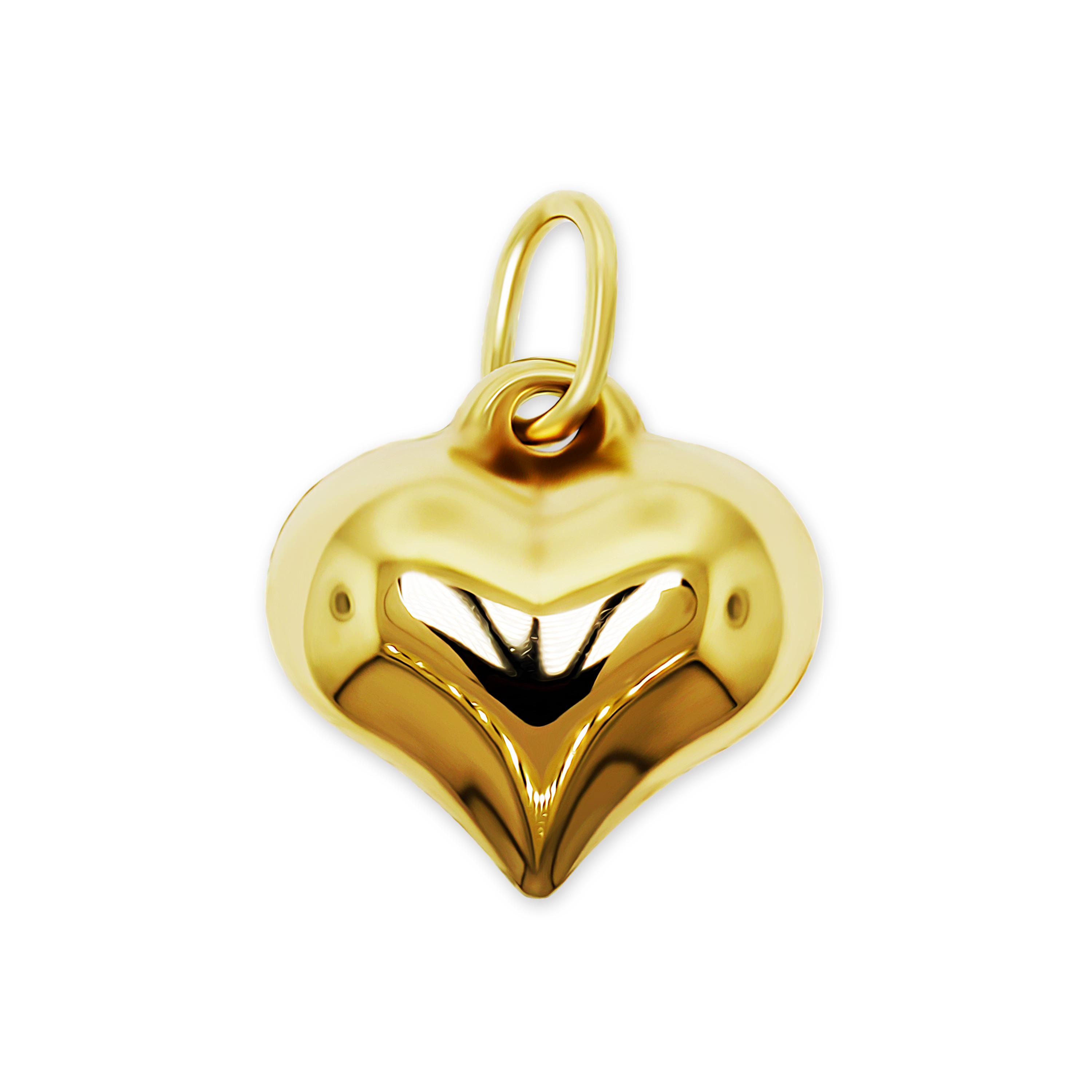Ciondolo a forma di cuore bombato in oro - Collana con cuore 3D in oro - Catena in oro 10 carati opzionale - Collana con cuore in oro - Ciondolo a dop