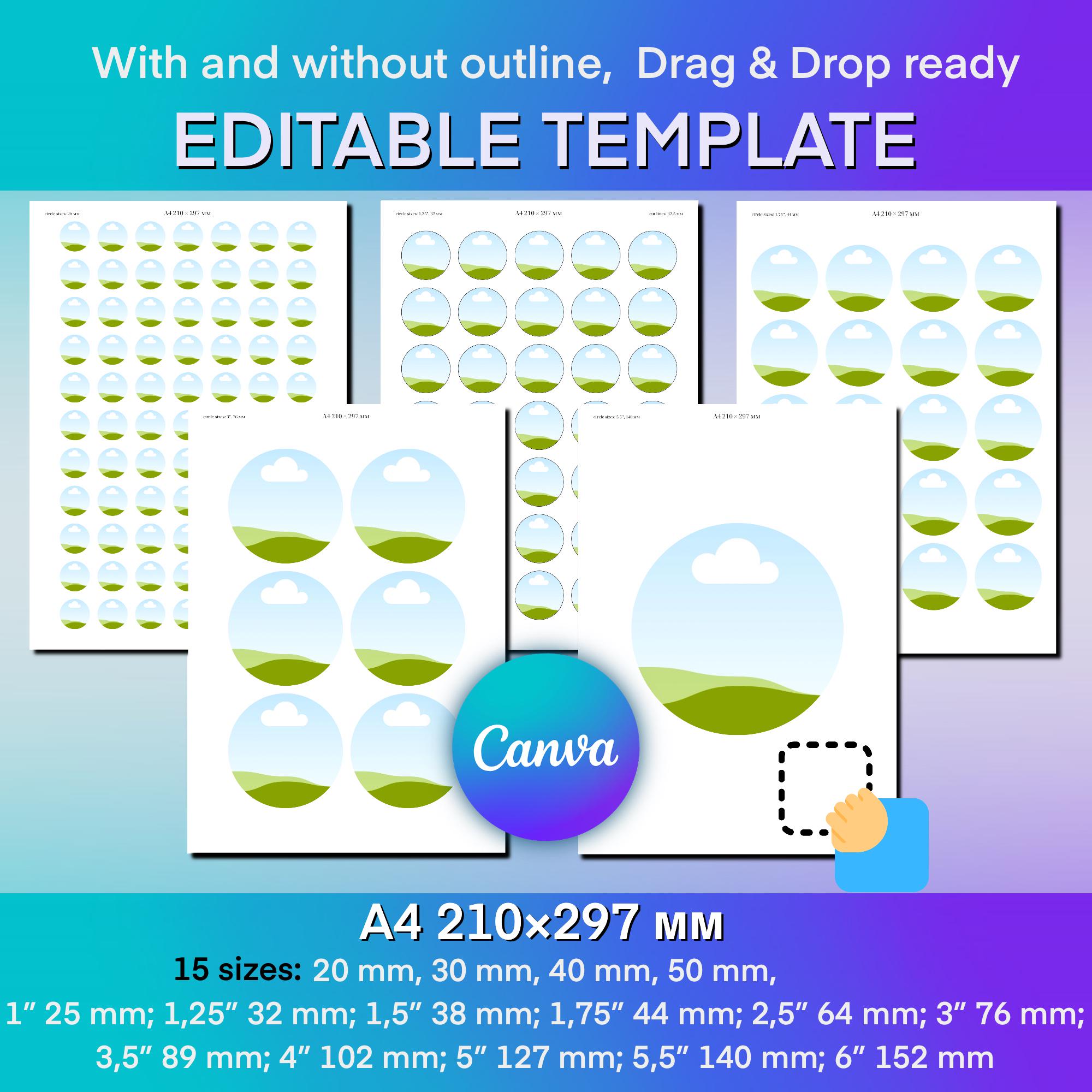 Modello di adesivo modificabile per Canva * Foglio di adesivi stampabile in formato A4 * Etichette per piccole imprese e adesivi di ringraziamento