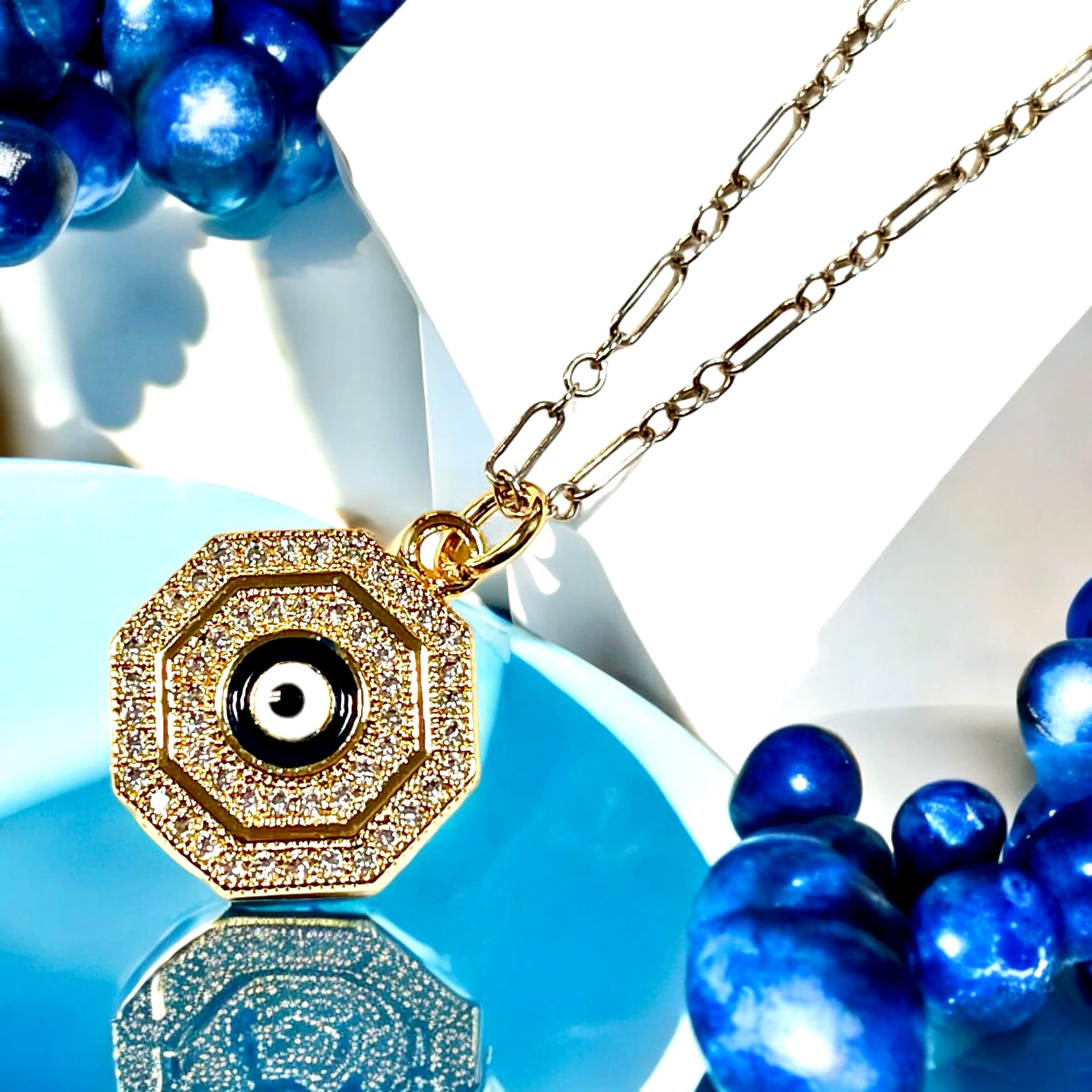 Collana d'oro del malocchio, collana del malocchio, gioielli del malocchio, fascino del malocchio, collana di protezione, ciondolo del malocchio, coll