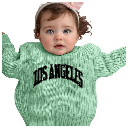 QUOTAY Hand-Embroidered Pure Knit Pullover for Girls Delicate Floral Embroidery Design Soft and Comfortable Sweater for Baby and Toddler 1-7 Years 04_Light Green 3-6 Months