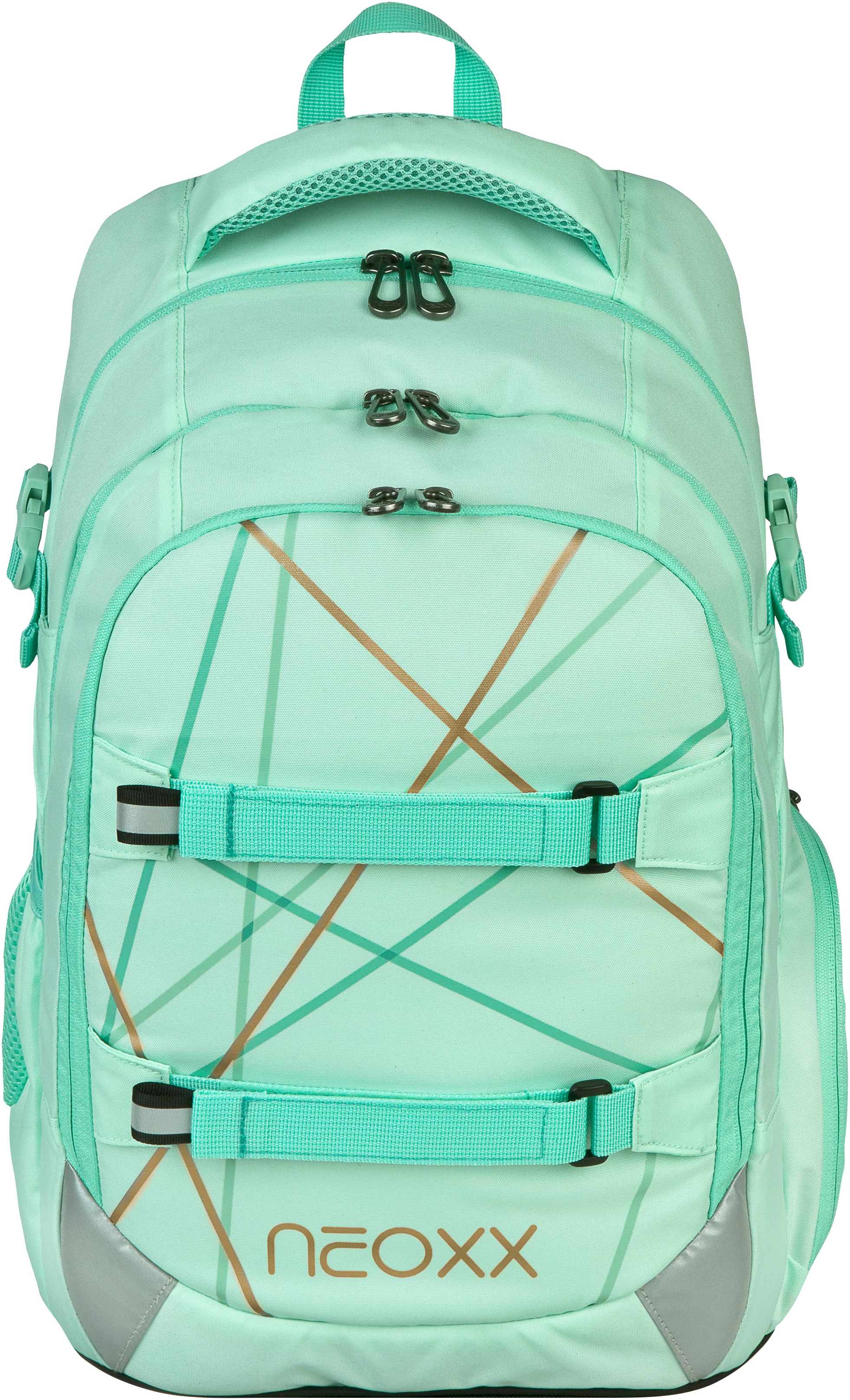 Schulrucksack NEOXX "Active Pro", Kinder, Gr. B/H/T: 31cm x 45,5cm x 24cm, grün (mint to be), Polyester, Rucksäcke Schulrucksack