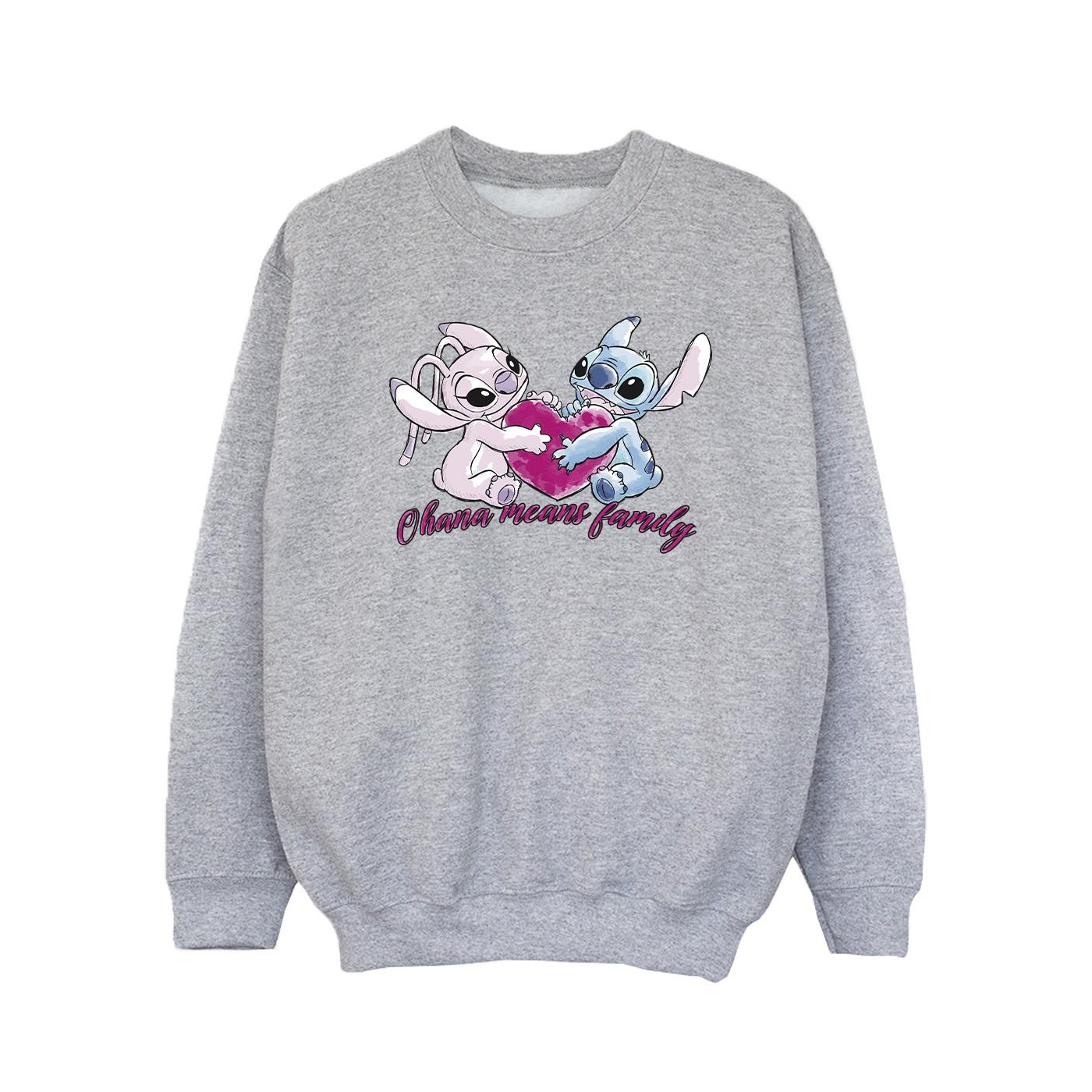 Disney - "Lilo And Stitch Ohana Heart With Angel" Sweatshirt für Mädchen (Grau) Image