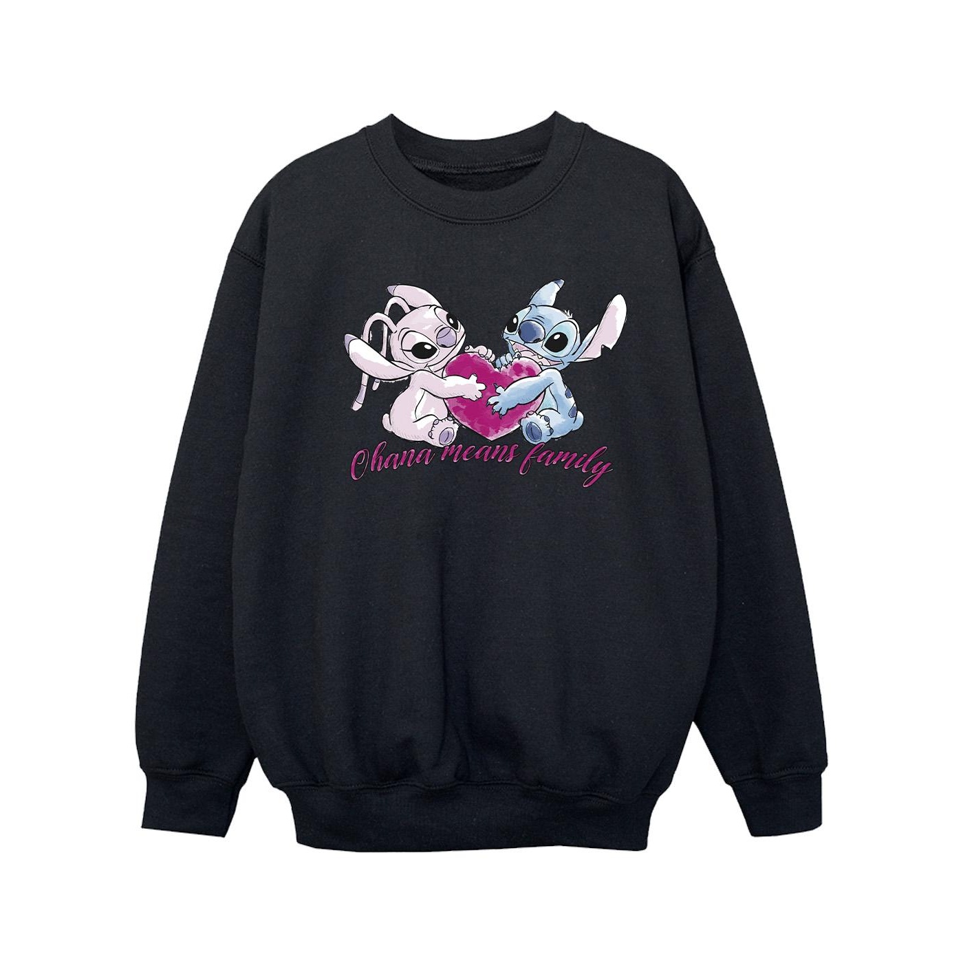 Disney - "Lilo And Stitch Ohana Heart With Angel" Sweatshirt für Mädchen (Schwarz) Image