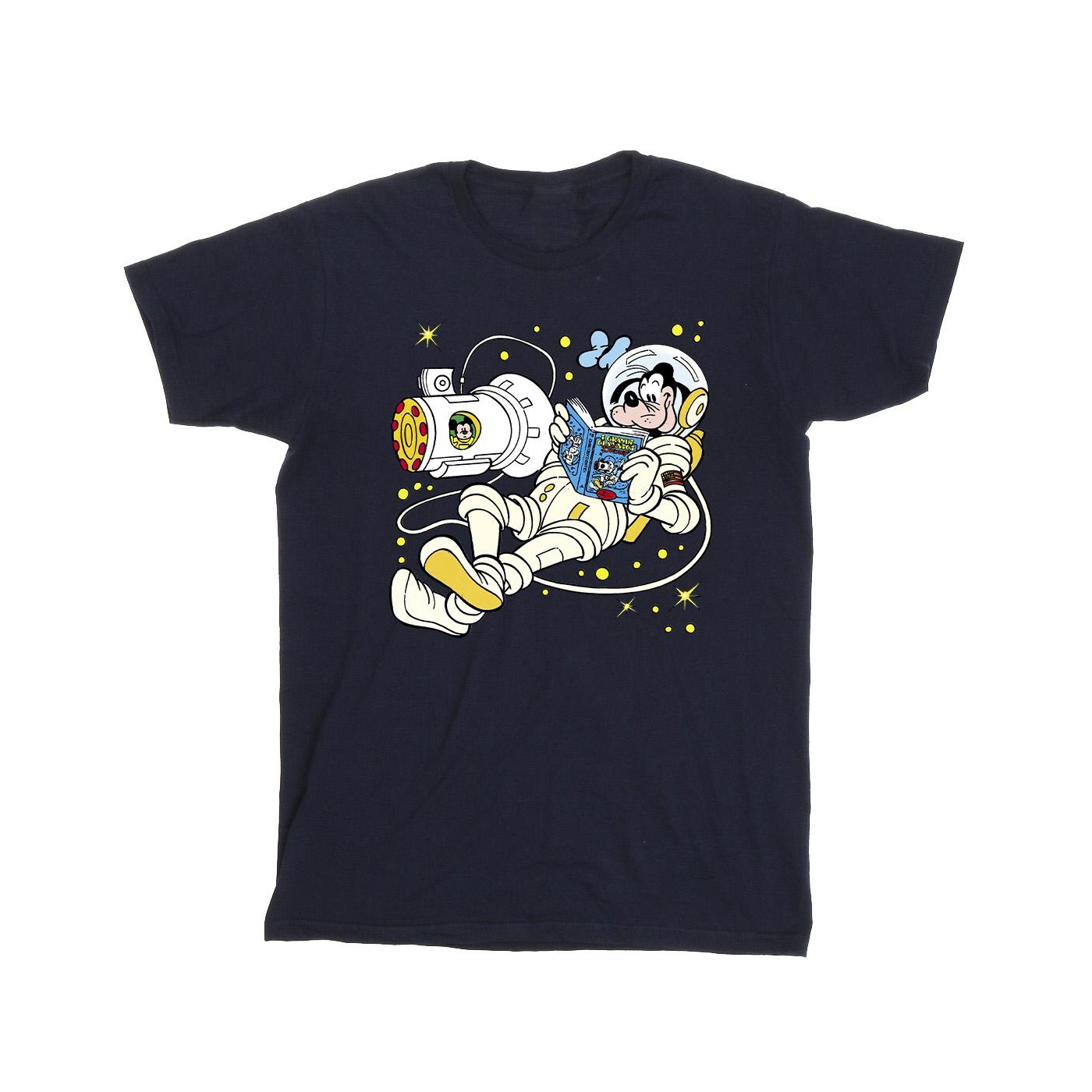Disney - "Goofy Reading In Space" T-Shirt für Jungen (Marineblau) Image