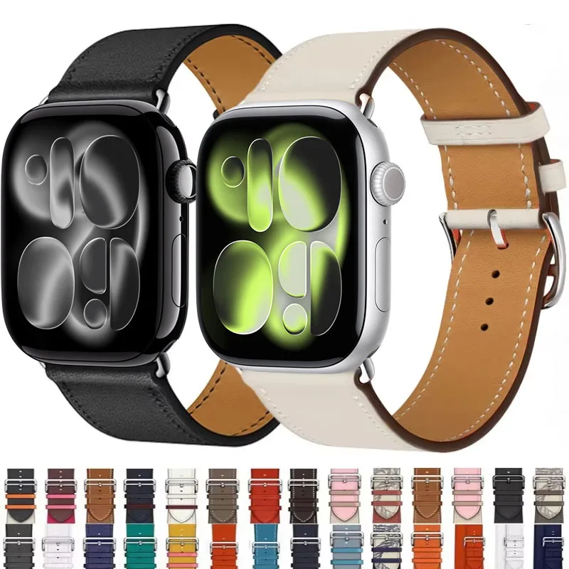 Echtes Lederarmband für Apple Watch Band 45 mm 49 mm 41 mm 44 mm 42 mm 46 mm Lederarmband iWatch Ultra 11 10 9 8 7 6 5 Image