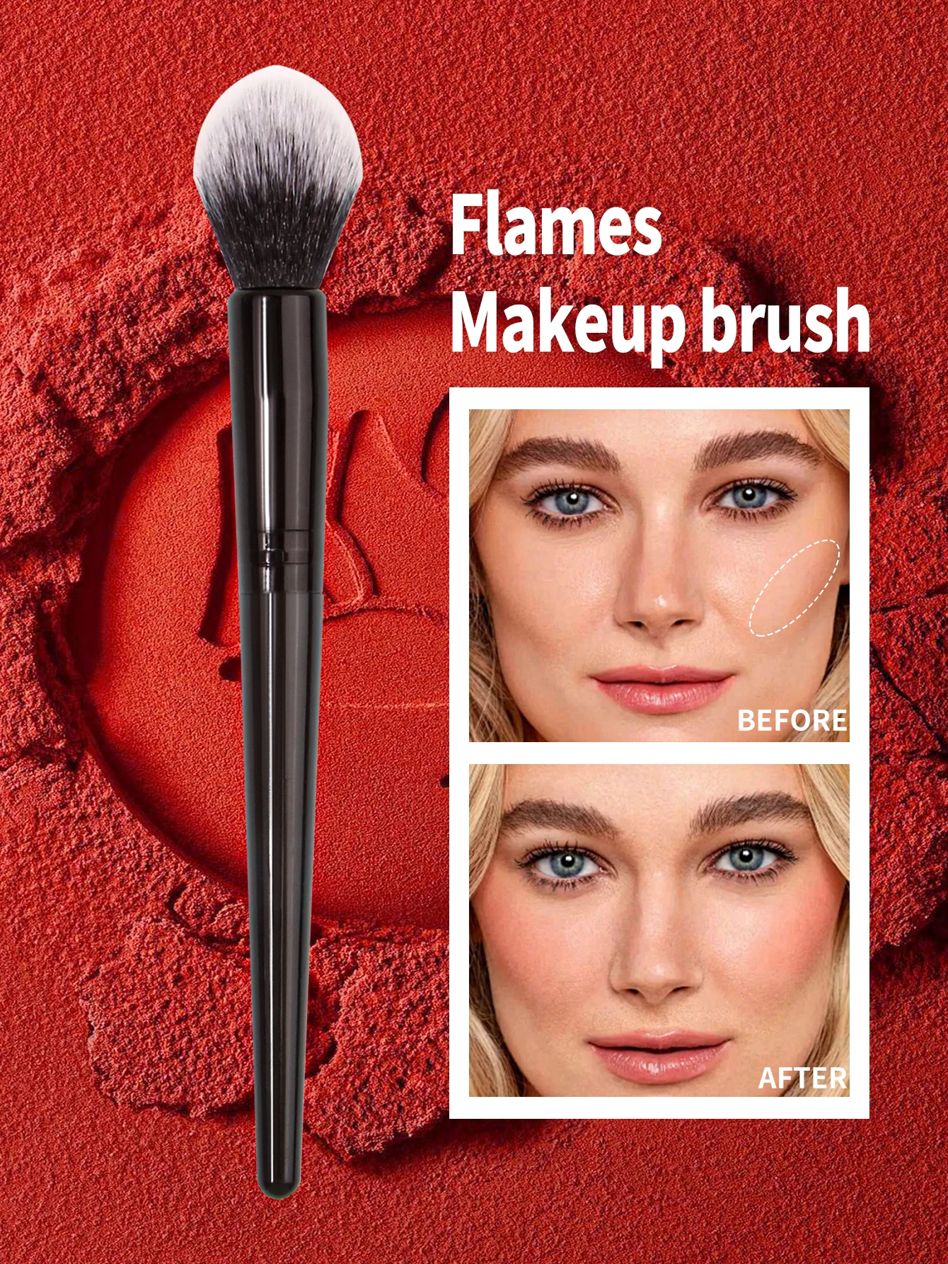 Pfirsich Herz Rouge Pinsel Pulver Rouge Creme Flüssigkeit Rouge Make-Up Pinsel Flache Kleine Präzise Rouge Pinsel Make-Up-Tools Image