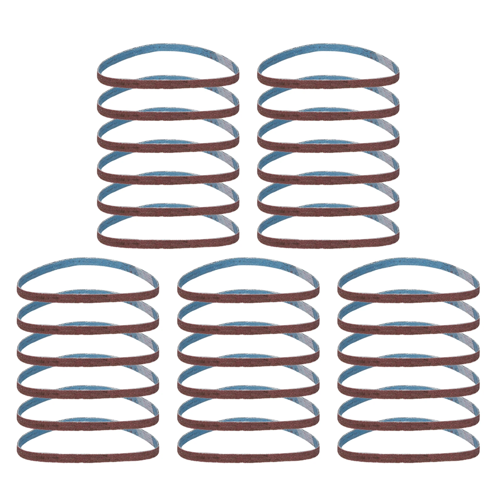 30 Stück Schleifbänder, 3/8 x 14 Zoll, je 6 Stück, Körnung 60/80/120/150/240, Aluminiumoxid-Schleifbänder zum Schleifen von Holz, Metallpolitur Image