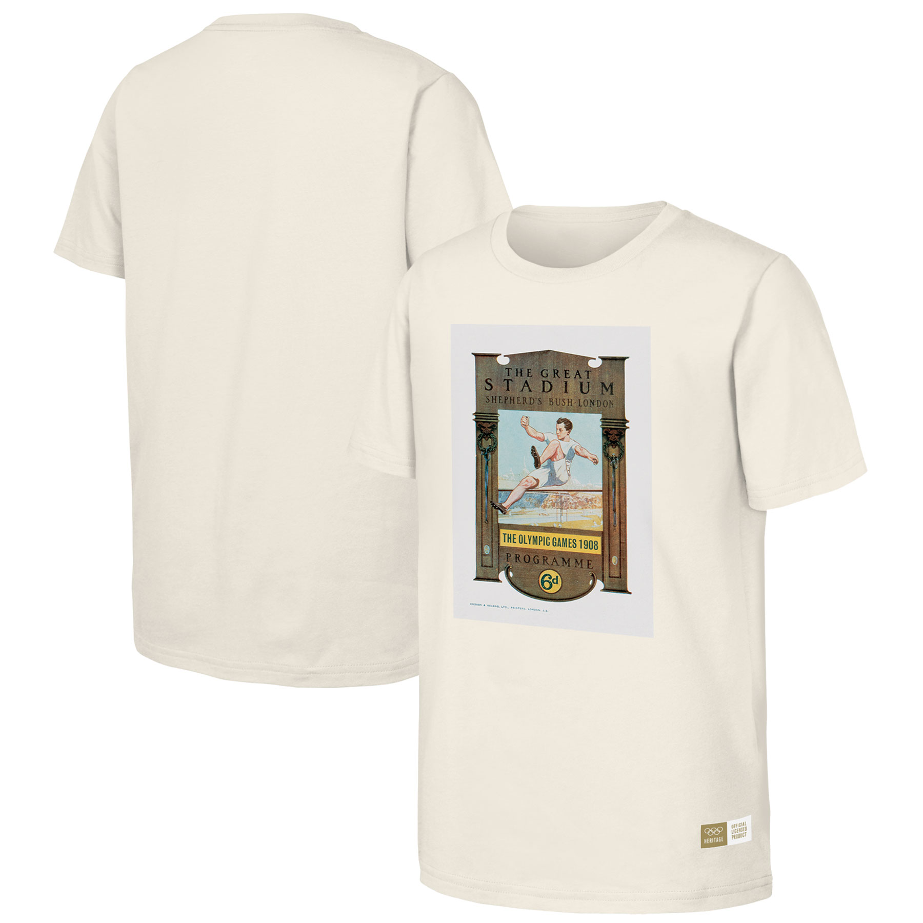 "Herren-T-Shirt in Natur zum Thema Olympisches Erbe der Olympischen Spiele 1908 in London"
