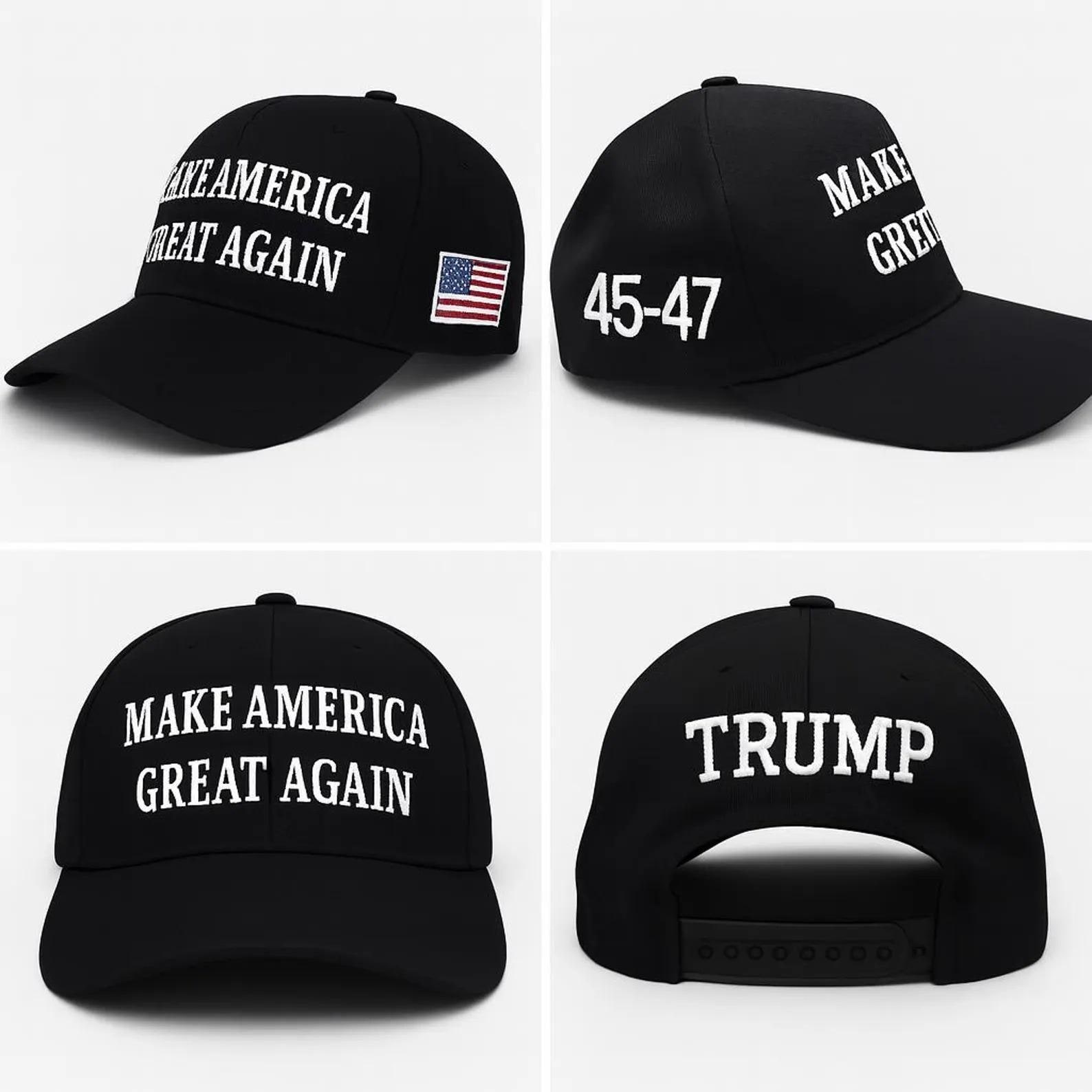 Cappellino da baseball nero MAGA ricamato, cappellino snapback Make America Great Again, cappellino Trump 45-47, cappellino patriottico USA, cappellin