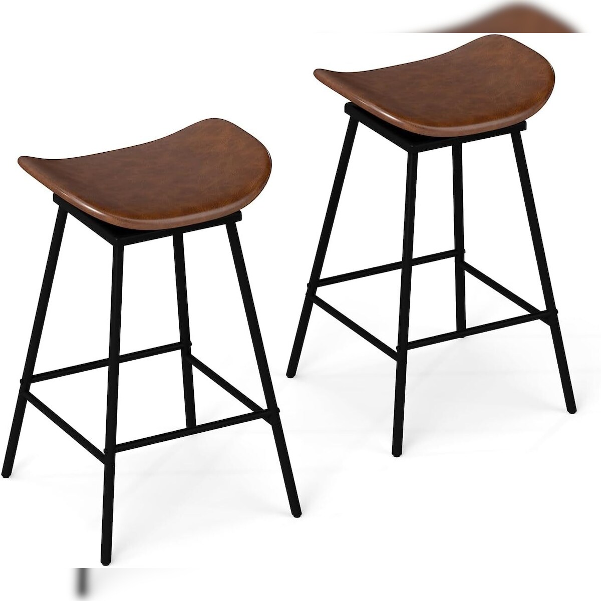 COSTWAY Bar Stools Set of 2 Counter Stools 360° Rotatable Seat Height 71.5 cm Wooden Stool