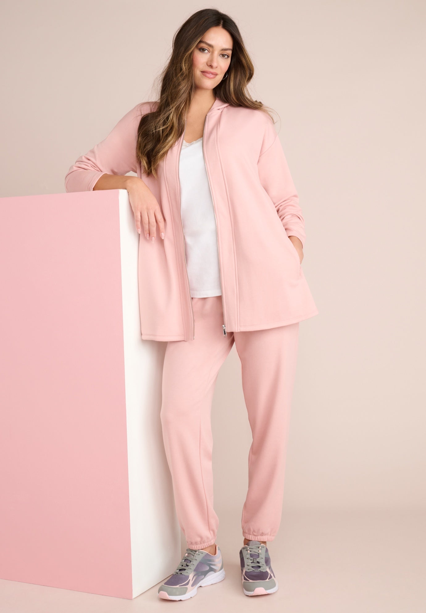 Plus Size Women's Comfort+ Fleece Slim Leg Jogger by Roaman's in Pale Lavender (Size 4X)