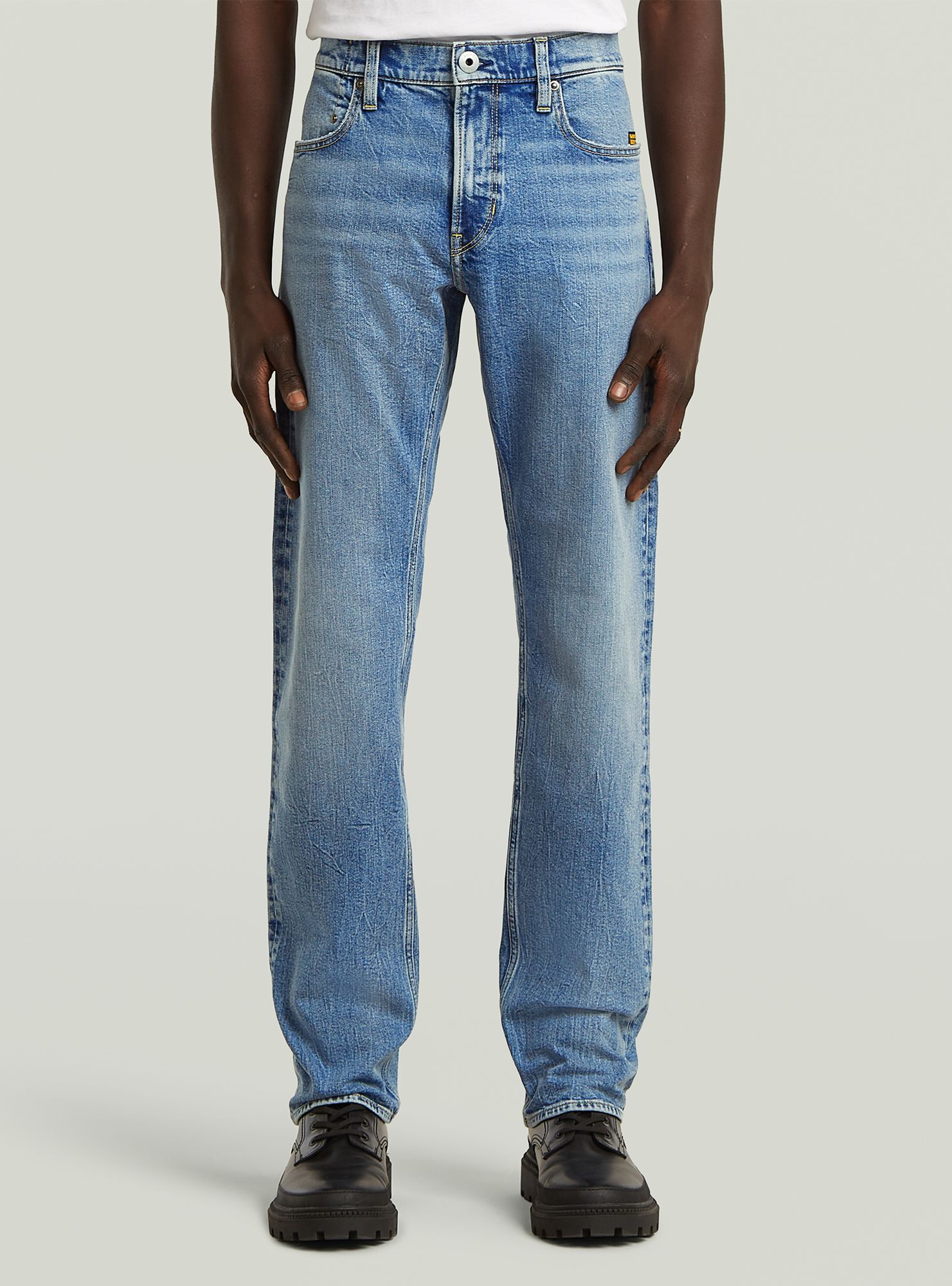 5-Pocket-Jeans G-STAR "Mosa Straight Jeans", Herren, Gr. 36, Länge 36, faded sea point blau, Obermaterial: 5% Elastomultiester, 1% Elasthan, Jeans 5-Pocket-Jeans