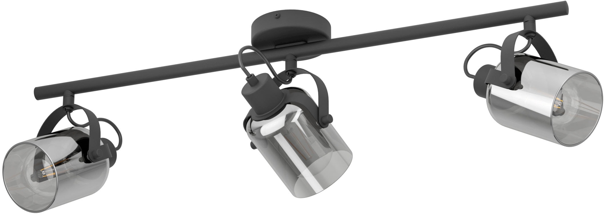 EGLO Deckenspot "BERREGAS Spotlampe - Stahl - E27 - 3X40W - IP20", schwarz, chrom, 3, H: 24cm, 1 Stk., Leuchten, Wandleuchte, Wandspot, schwenkbar, Strahler, L77,5 x B11 x H24 cm, Deckenspot