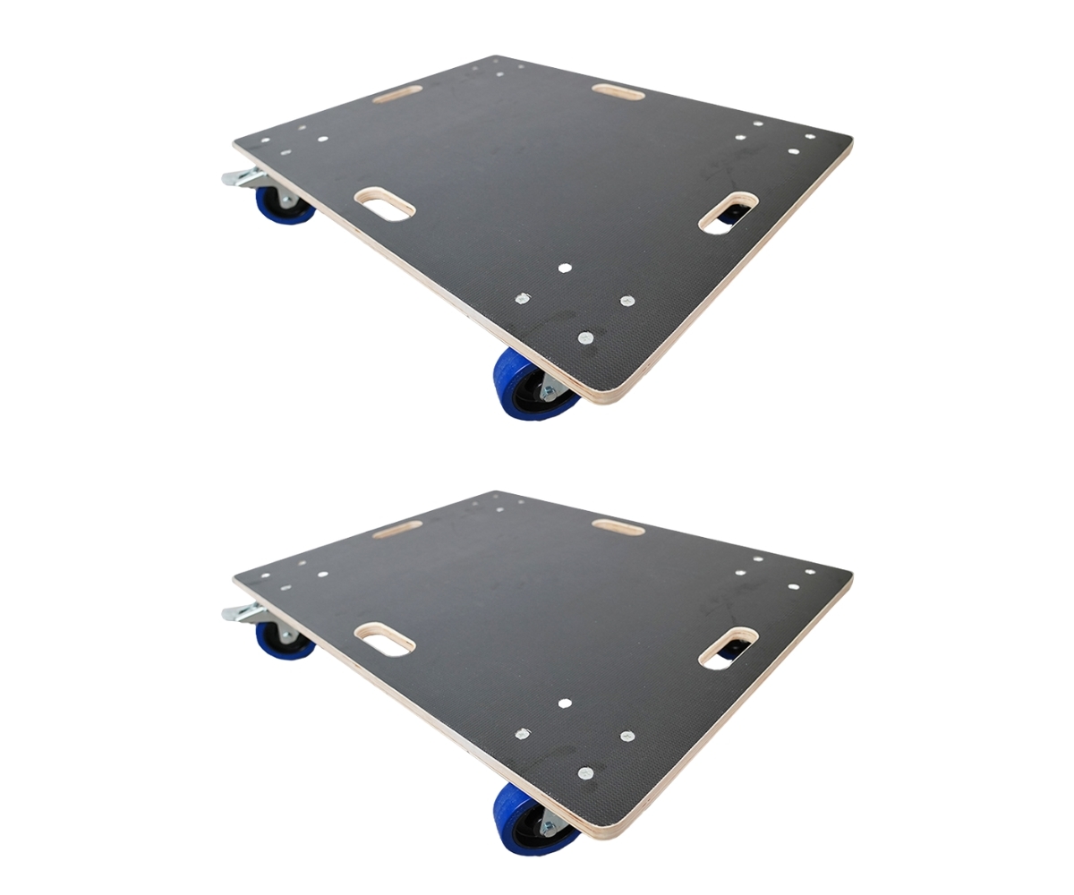 PROREGAL Mega Deal 2x Profi Transportroller mit 4 Rollen HxBxT 16x80x60 cm Traglast 800 kg Siebdruck Holzplatte Schwarz Möbelroller Möbelhund Image