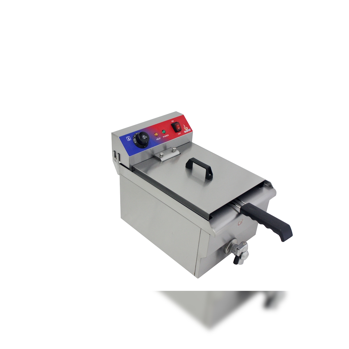 Gasfrit – Elektrische Fritteuse 1 Becken 13 L mit Ablasshahn, professionell, industriell, ultraschnell 5000 W, E.G.O Thermostat, hohe Qualität Image