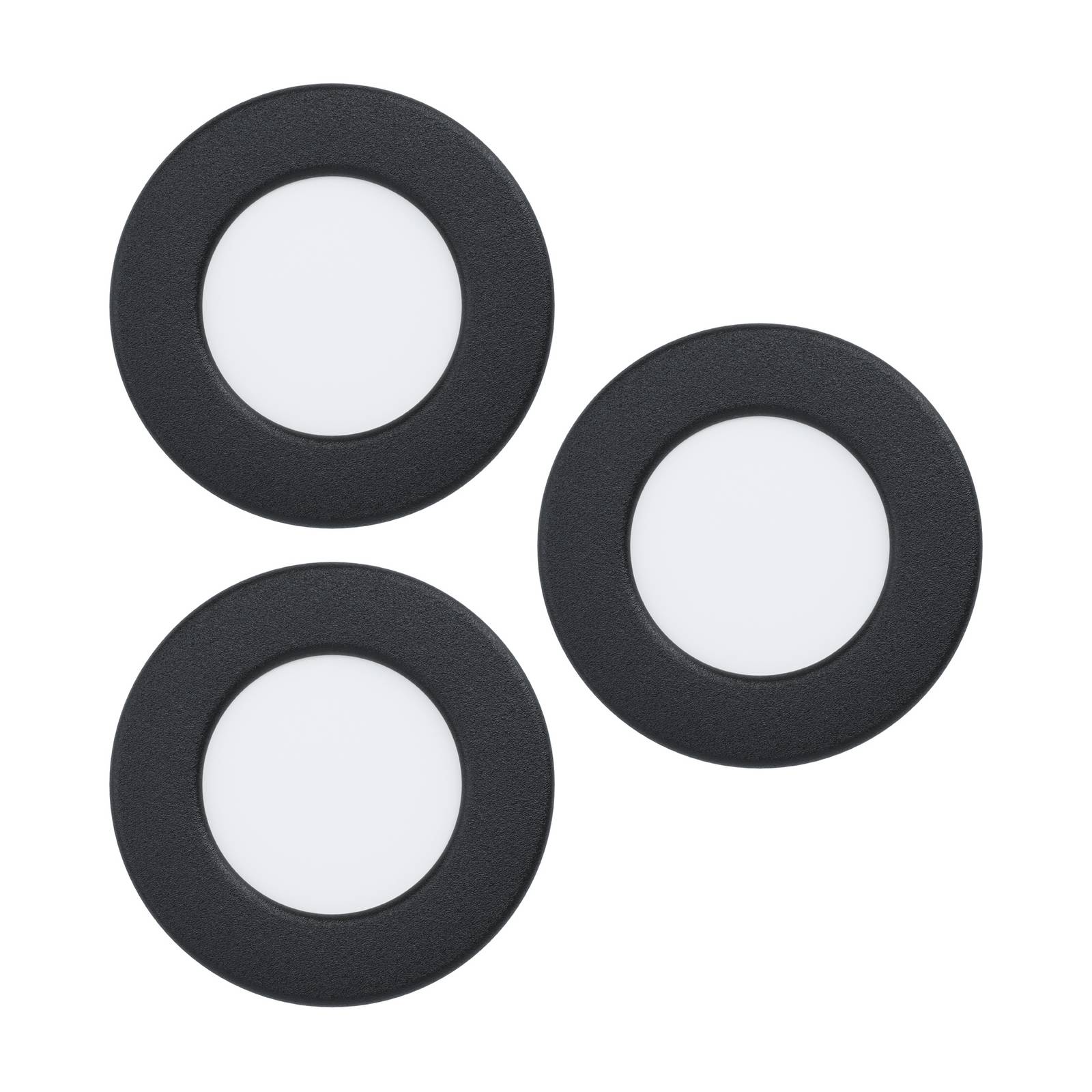 EGLO connect LED-Einbauleuchte Fueva 6-Z, schwarz, 3er-Set dimmbar, schwarz, für Wohn- / Esszimmer, Kunststoff, Modern, Smart Home Einbaulampe