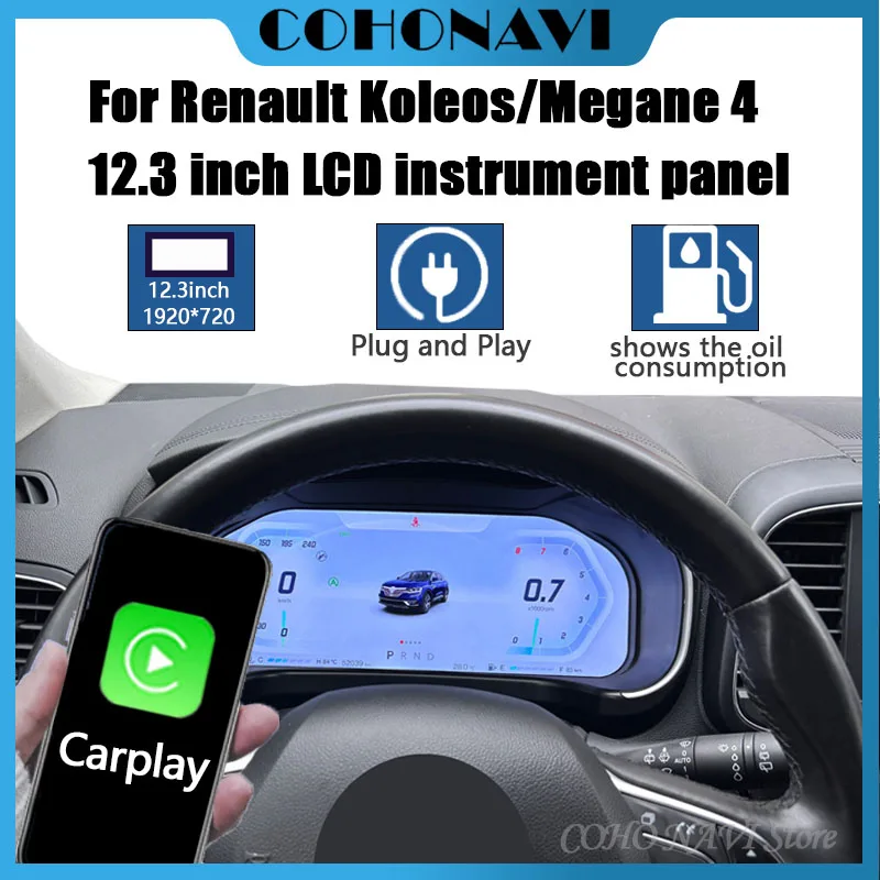 12,3-Zoll-Tachometer-LCD-Instrumententafel für Renault Koleos 2016–2021 Megane 4 Cluster ohne Beschädigungsinstallation Image
