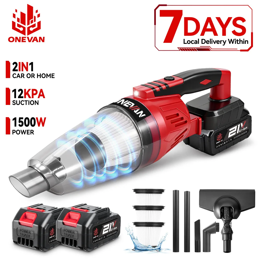 ONEVAN 12kpa 1500W Cordless Elektrische Staubsauger Tragbare Handheld Haar Staub Reinigung Power Tool Für Makita Batterie Pin Image