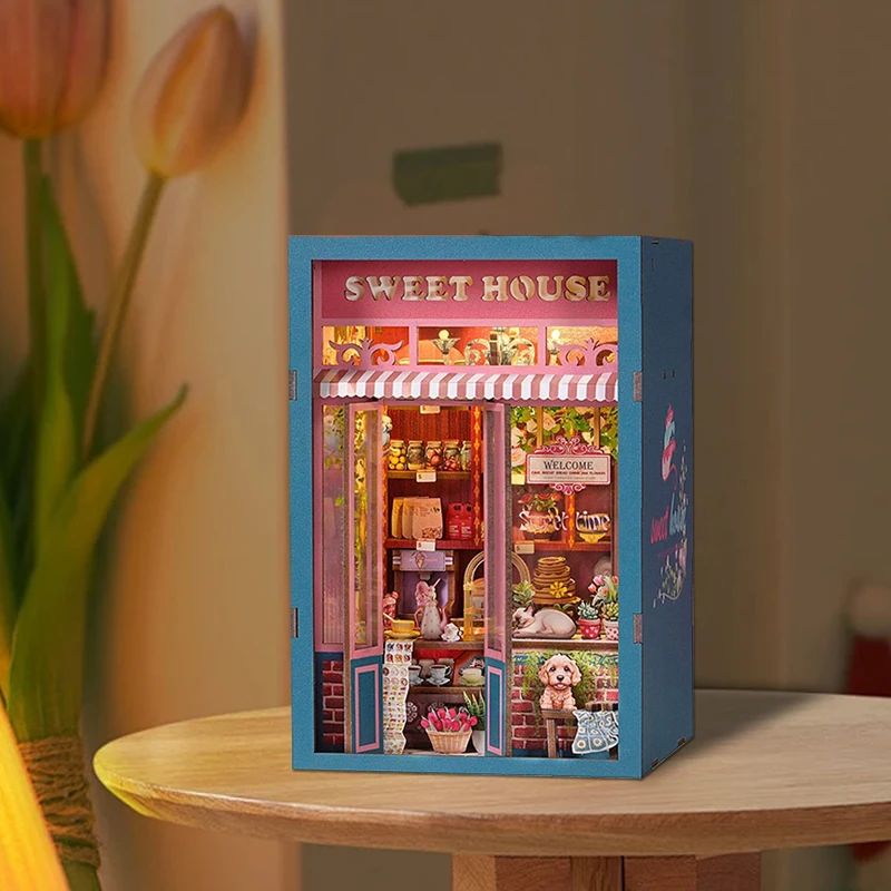 DIY Buch Nook Kit Holz Puppenhaus Herstellung Und 3D Puzzle Montage Zimmer Spielzeug Hause Schlafzimmer Handgemachte Gebäude Modell Spielzeug Puppenhaus