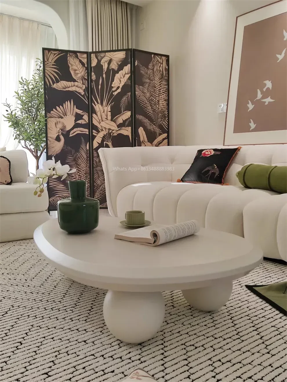 Hank Wohnzimmer, Couchtisch, Zuhause, neu, cremefarbener Stil, High-End, Zuhause, Tisch, Regale, Kombination Image