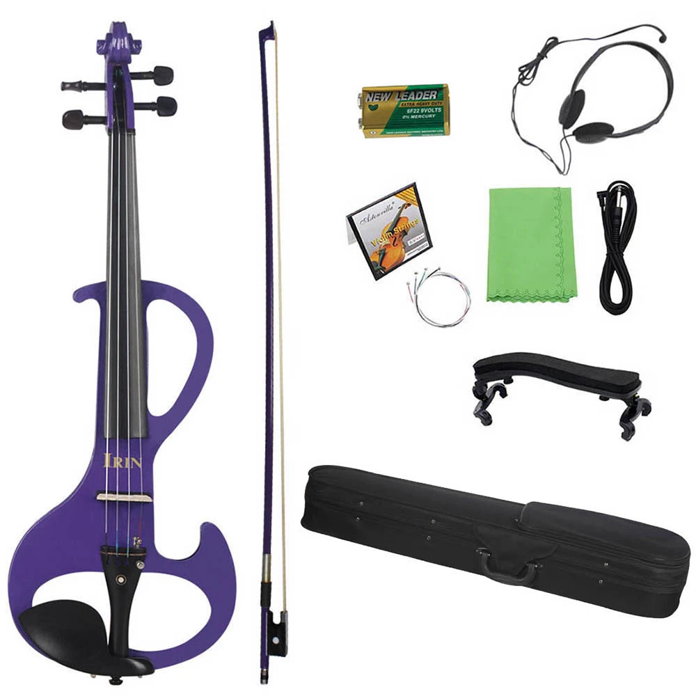 IRIN 4/4 elektrische Violine, Ahornkörper, elektrische Geige, professionelles Saiteninstrument mit Koffer, Kabel, Kopfhörer für Musikliebhaber Image