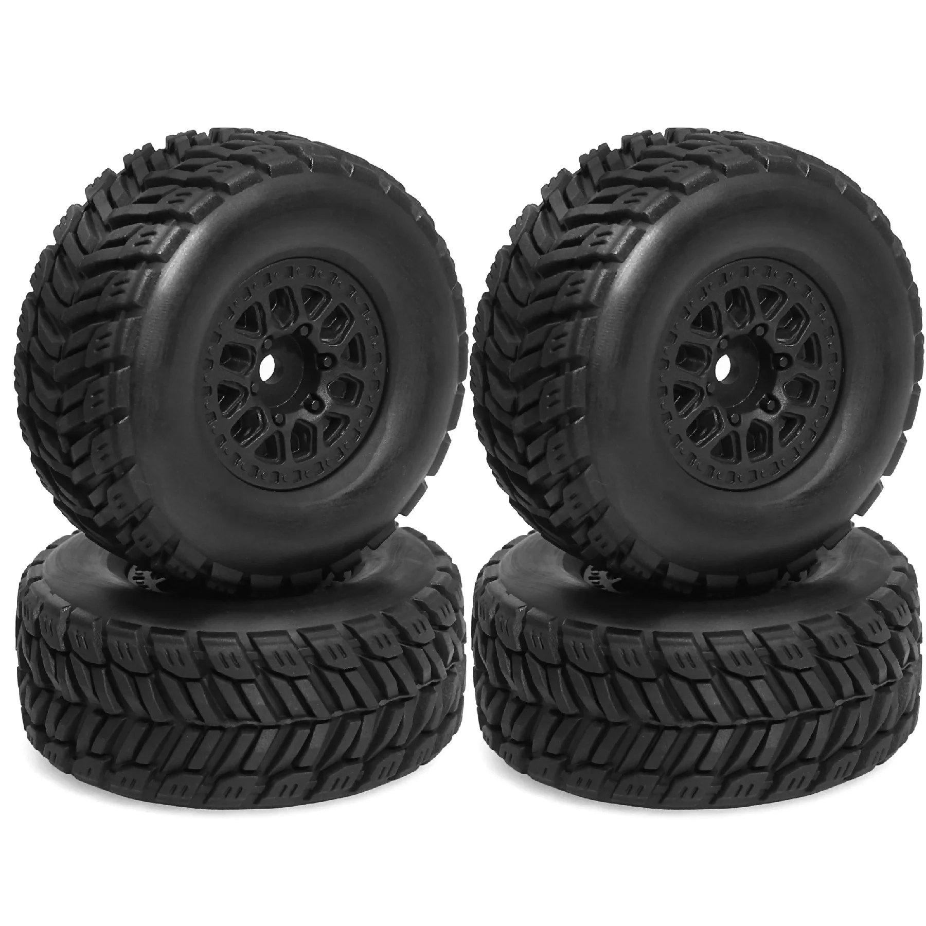 4 Stück RC Short Course Truck Reifen und Räder Sechskant 12 mm Vakuumreifen Außendurchmesser 2,56 Zoll für 1/14 1/16 1/18 RC Off On Road ARRMA Mojave GROM