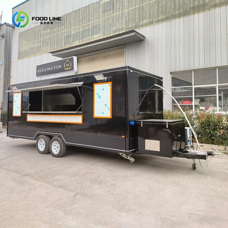 Remorque de nourriture de Concession de 12 pieds, remorque de camion de nourriture de cuisine Mobile carrée, camion de nourriture entièrement équipé, réfrigérateur de cuisine personnalisé